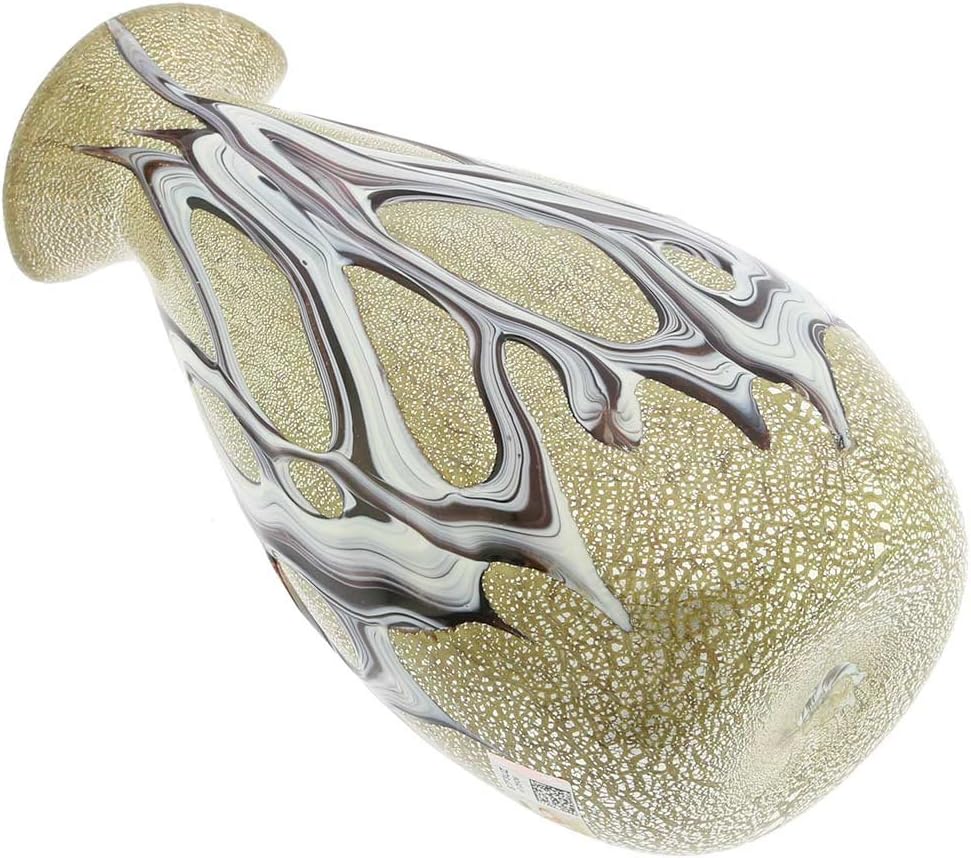 Glass Of Venice Murano Glass Silver Vase - Purple Web