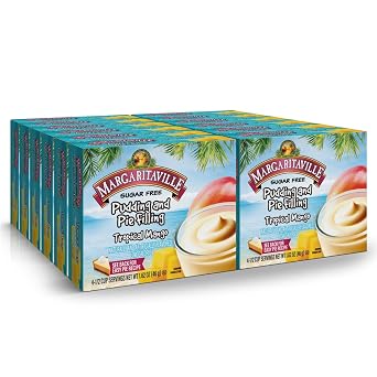 MARGARITAVILLE Tropical Mango Sugar Free Pudding & Pie Filling, 1.62 oz Box of Instant Pudding Mix 4 Servings, 12 Pack