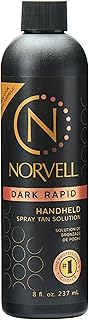 Norvell Premium Spray Tan Solution Dark Rapid 8 Fl. Oz – Professional Sunless Tanning Formula for Fast Natural Bronze Glow, Streak Free, Long Lasting Color