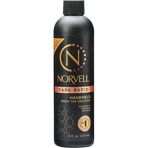 Norvell Premium Spray Tan Solution Dark Rapid 8 Fl. Oz – Professional Sunless Tanning Formula for Fast Natural Bronze Glow, Streak Free, Long Lasting Color