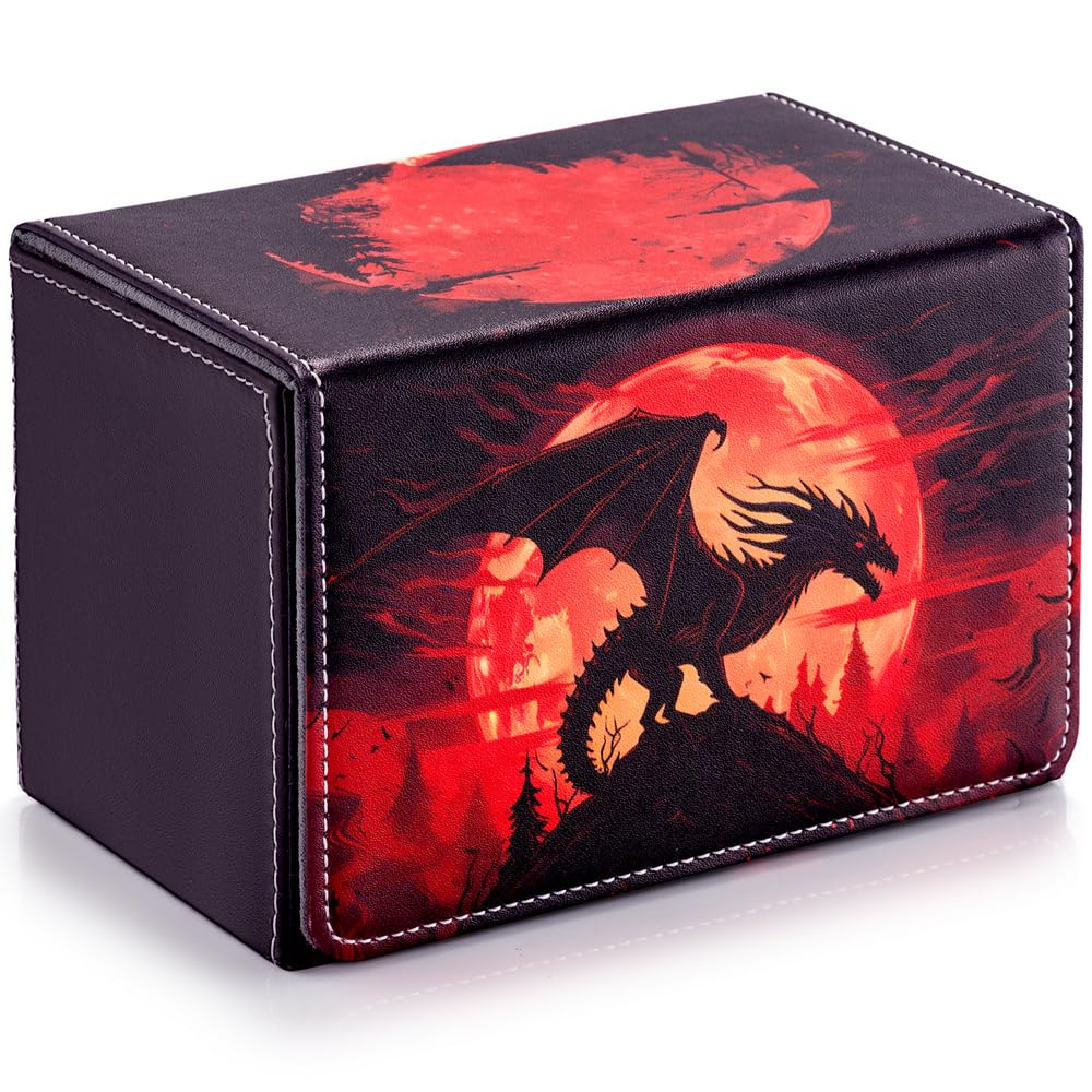 JoyHood Caja de Tarjetas con 2 Separadores, Card Deck Box para de 110+ Tarjetas, Caja de Tarjetas Compatible con Tarjetas MTG/YGO/TCG/OCG, Dragón de la Luna de Sangre — view 7