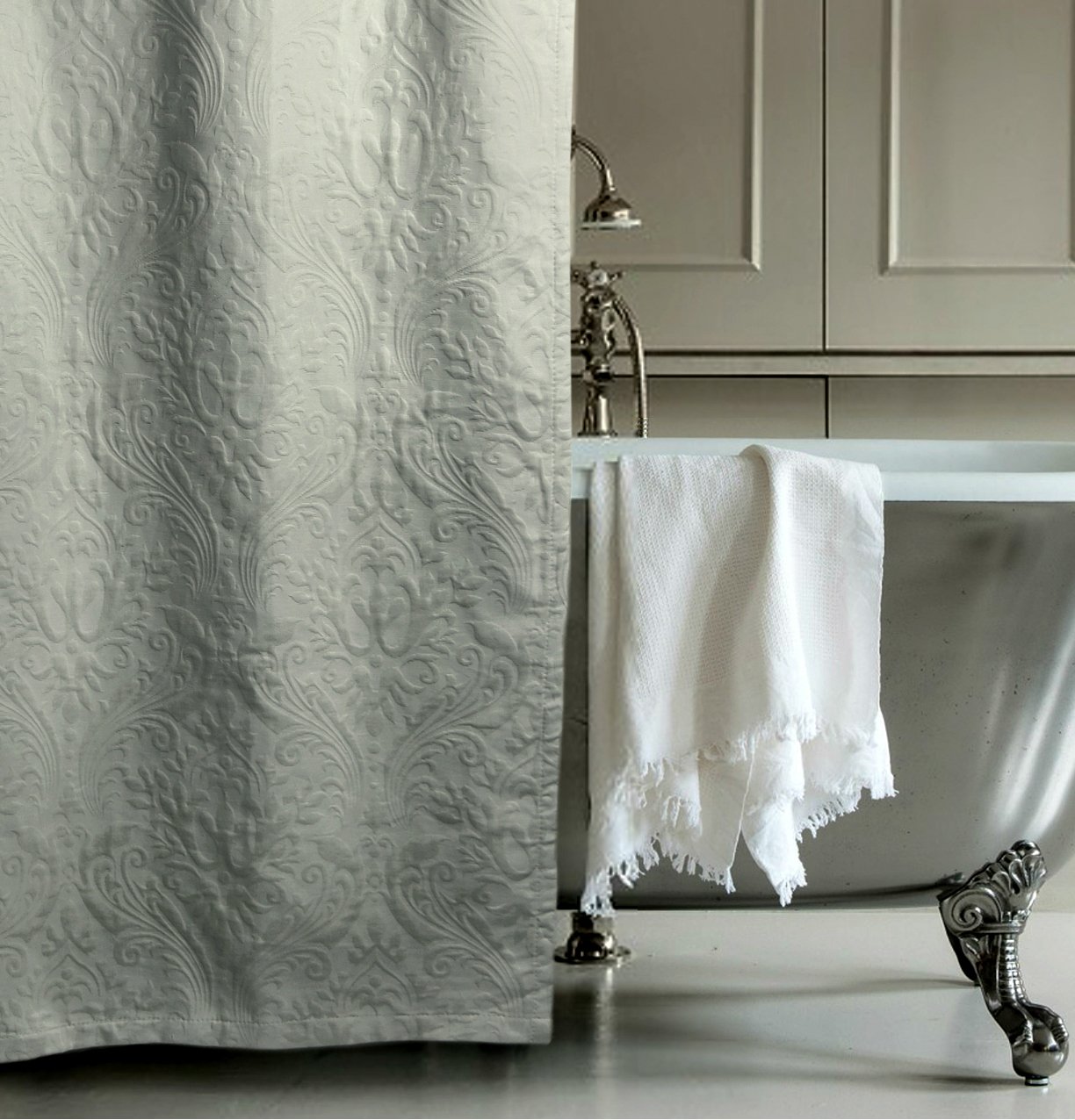 Matelasse Luxury Shower Curtain by Hotel Collection 100percent Cotton