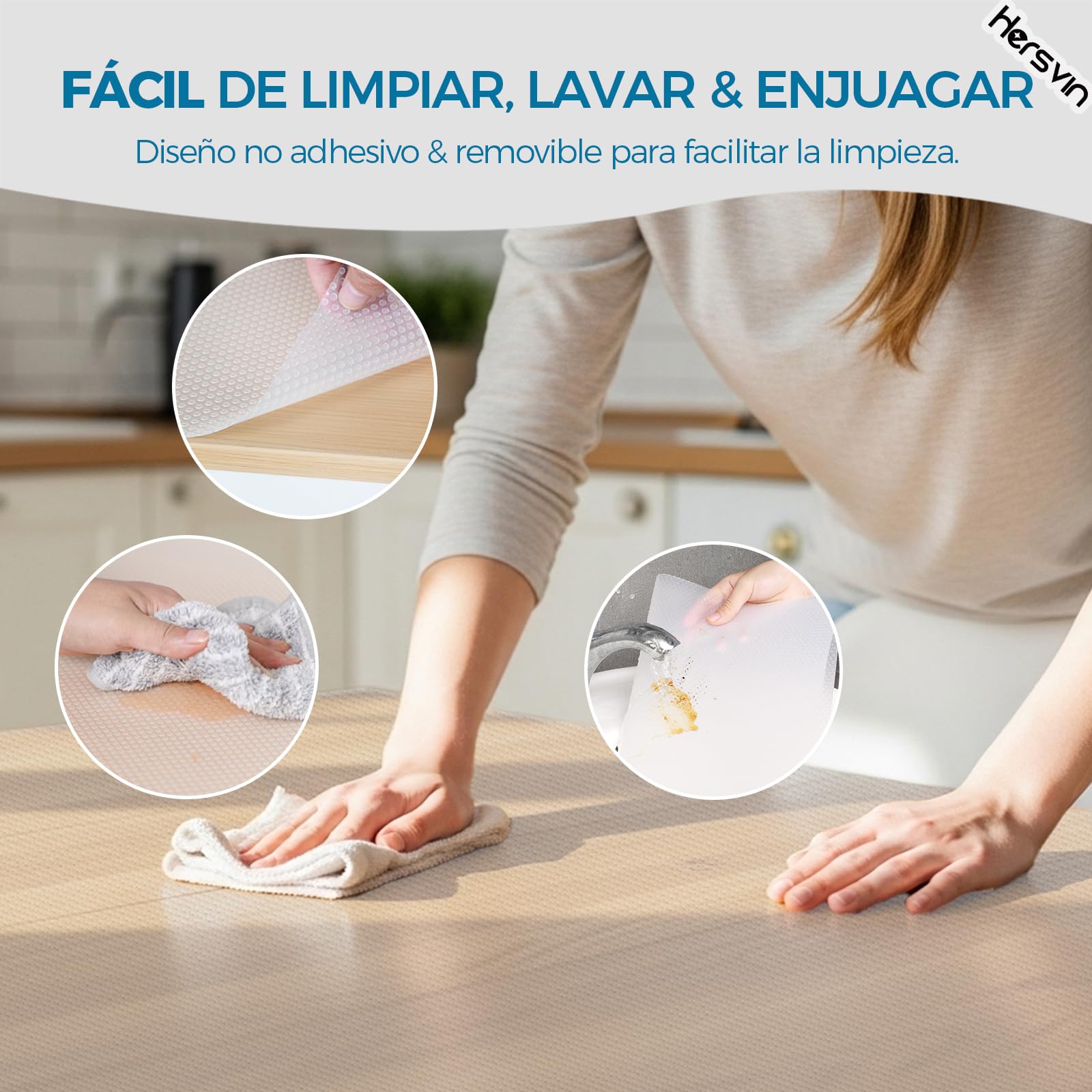 Hersvin 50cmx600cm Plastico Protector para Cocina Cajones, Alfombras Non Adhesivo para Nevera Mueble Fregadero Estante Organizador Cubiertos EVA Cubre Encimera(Transparente Punto)