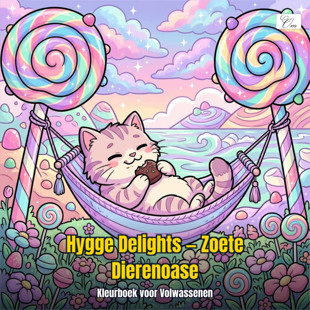 Hygge Delights — Zoete Dierenoase — Kleurboek voor Volwassenen: 60 Schattige Kleurplaten van Dieren die Genieten van Snoep, Gebak en Lekkernijen op een Magisch Snoepeiland
