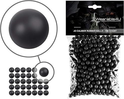 Wearable4U . Pelotas de goma reutilizables para pistolas de paintball, 43 o 0.50 o 0.68 Cal