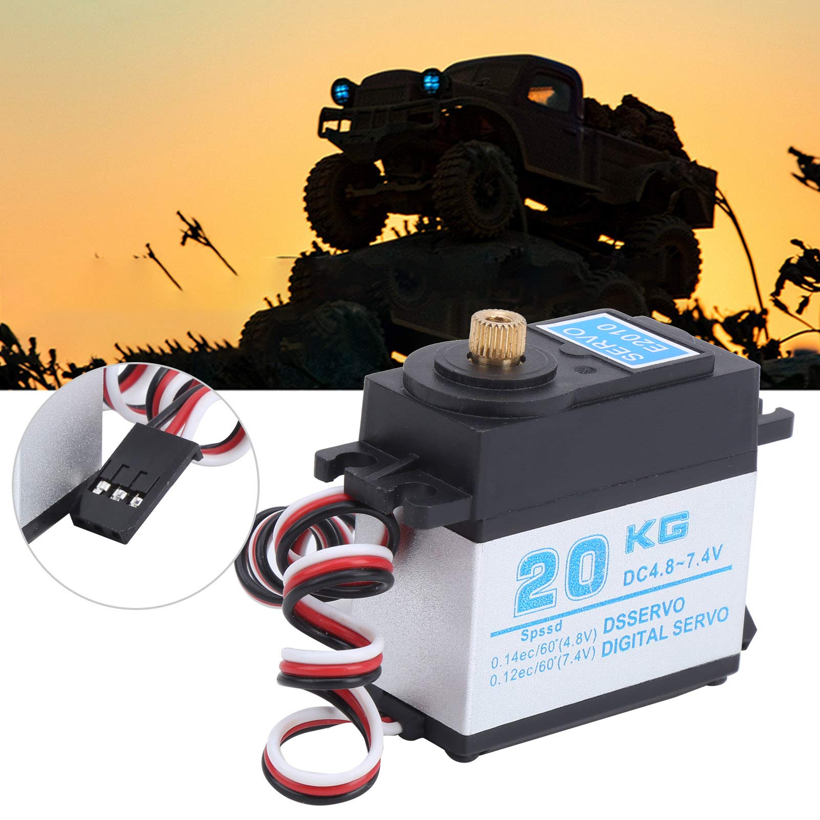 4 szt./zestaw 20 kg serwomechanizm cyfrowy Metal Gear wysoki moment obrotowy do zdalnie sterowanego samochodu w skali 1/8 1/10