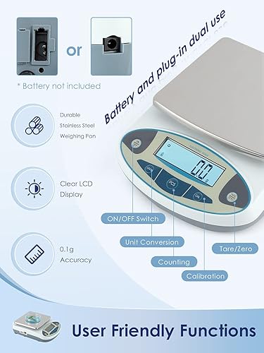 Miniatura 10 de CGOLDENWALL Báscula de laboratorio 20kgx0.0.04 oz Balanza digital de precisión Balanza electrónica Pesaje de laboratorio Báscula industrial Báscula