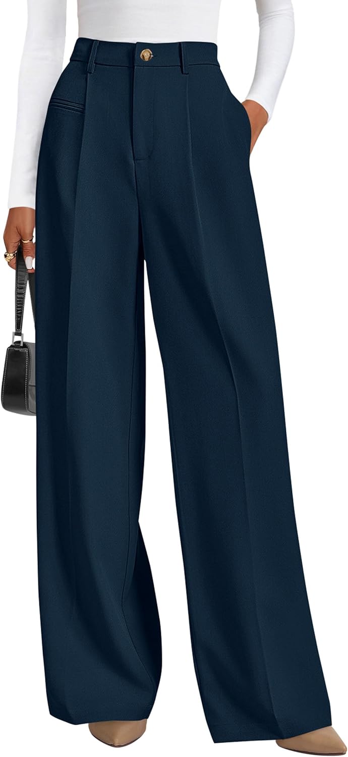 PRETTYGARDEN Womens Wide Leg Dress Pants 2026 Business Casual Flowy Work Palazzo Pants High Waisted Slacks Trousers