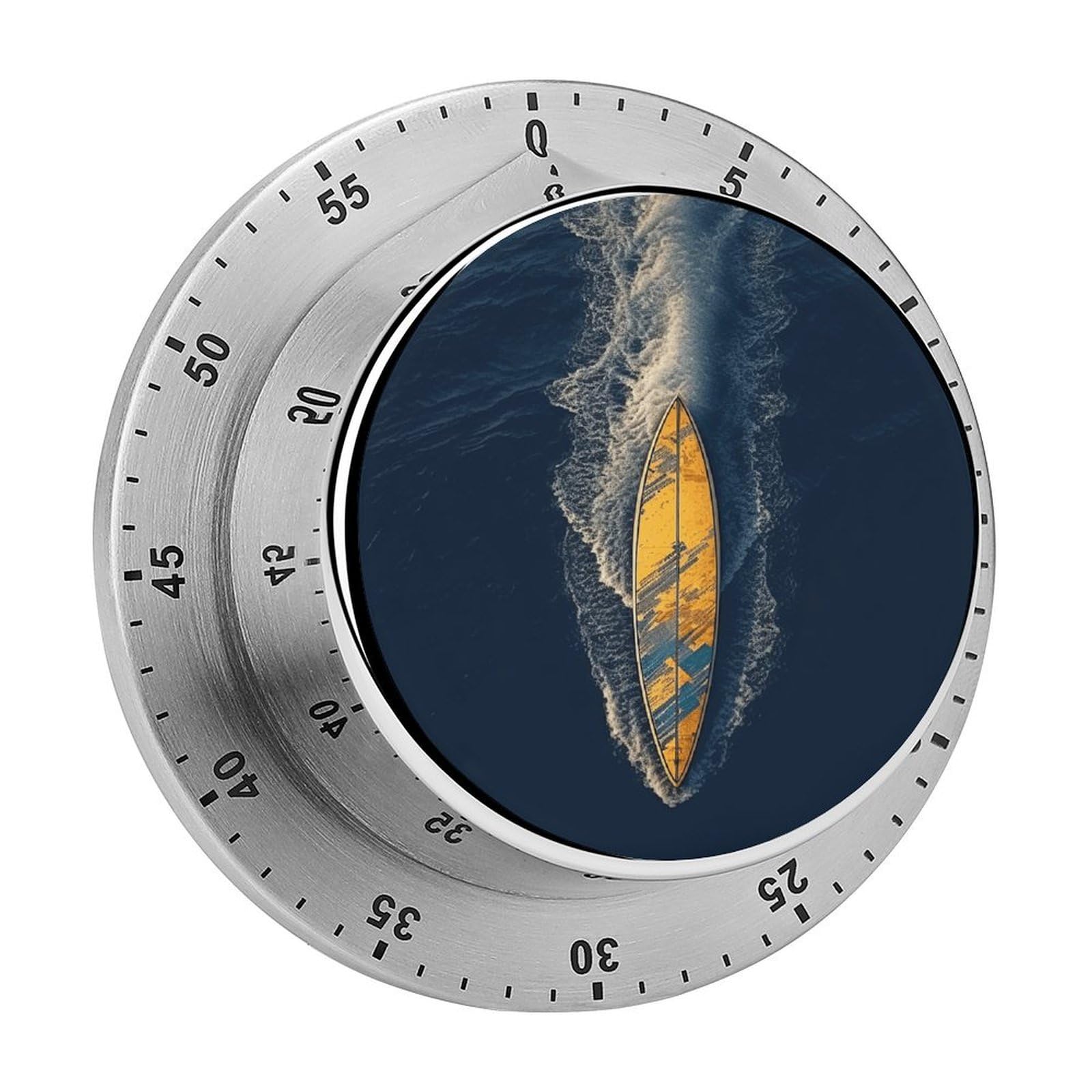 Surfboard Kitchen Timer Chef Cooking Timers Clock with Loud Alarm Exquisite Stainless Steel Mechanical Desk Timers Magnetic Backing 60 Minute Visual Timer for Work