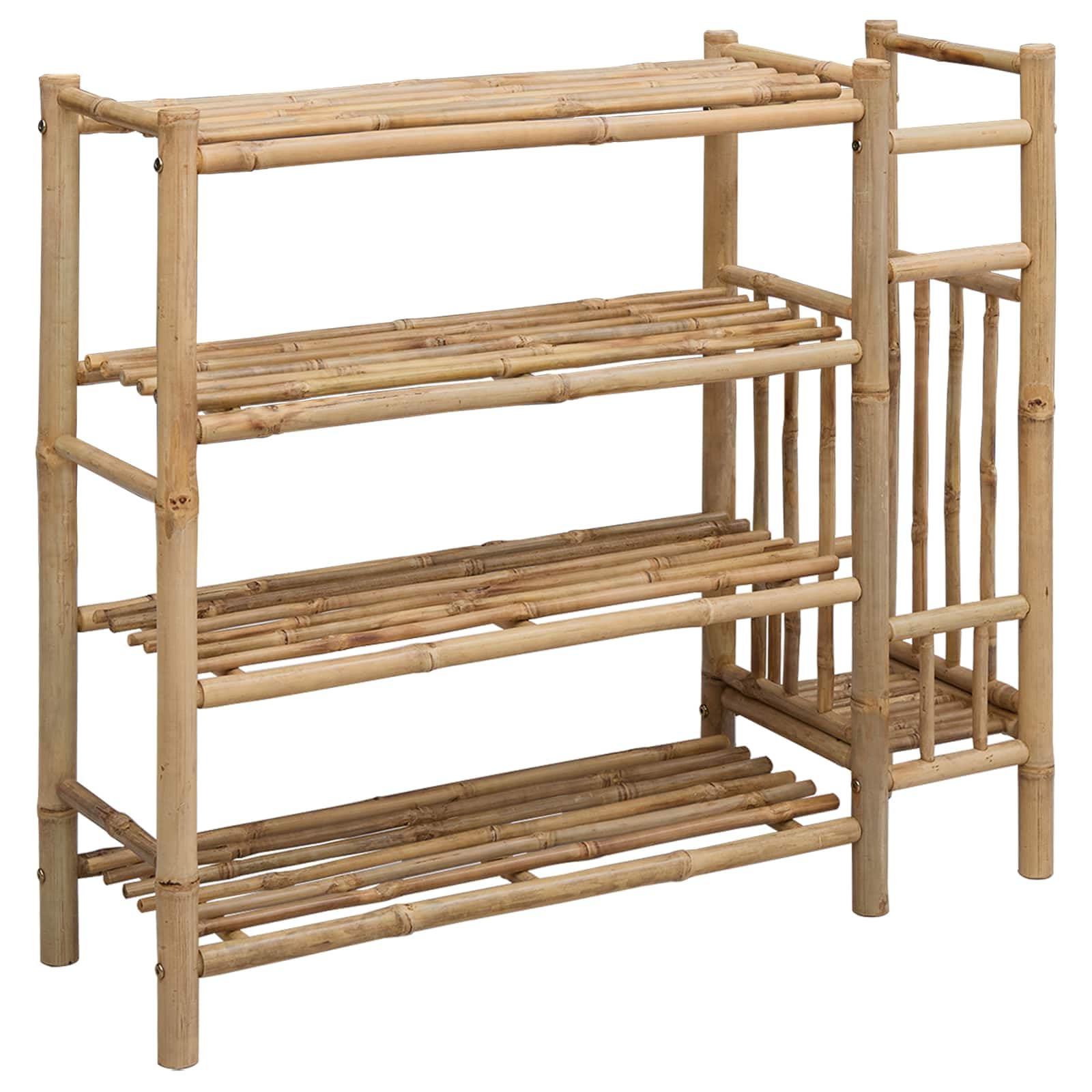 Schuhregal aus Bambus Natur mit 4 Regalen 88 x 27 x 80 cm, platzsparend und leicht, Schuhaufbewahrung für Flur, Diele und Eingang, stabiles Ordnungssystem für Schuhkommode und Schuhständer