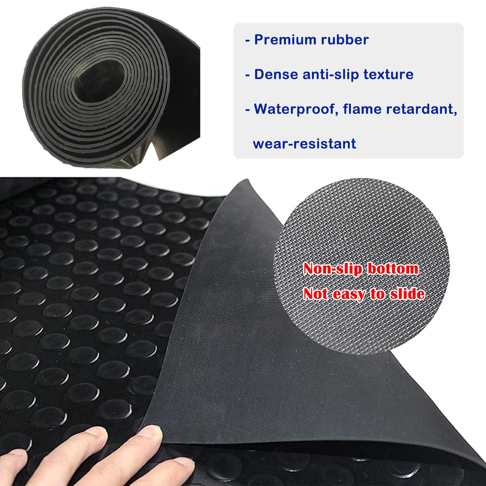 Rollo de tapete de goma impermeable antideslizante para garaje, taller, cobertizo, 0,6 x 5 m, soluciones de goma roja