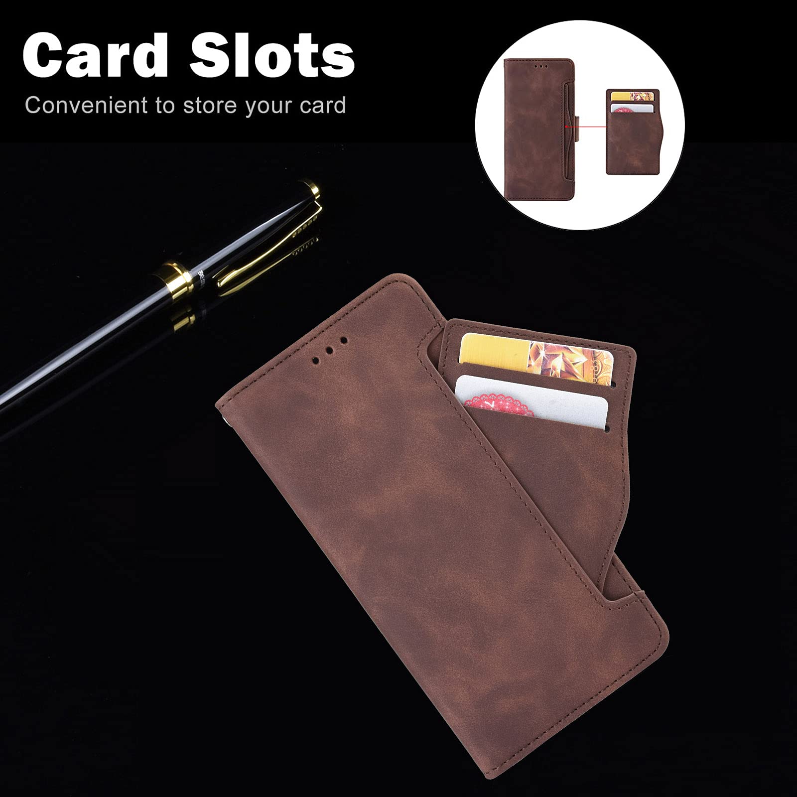 GOKEN Cover per Blackview A100 (2021), Custodia Folio in Pelle Flip Wallet Libro Case con Portafoglio, Premium PU/TPU Magnetica Cover con Supporto di Stand/Carte Slot (Blu
