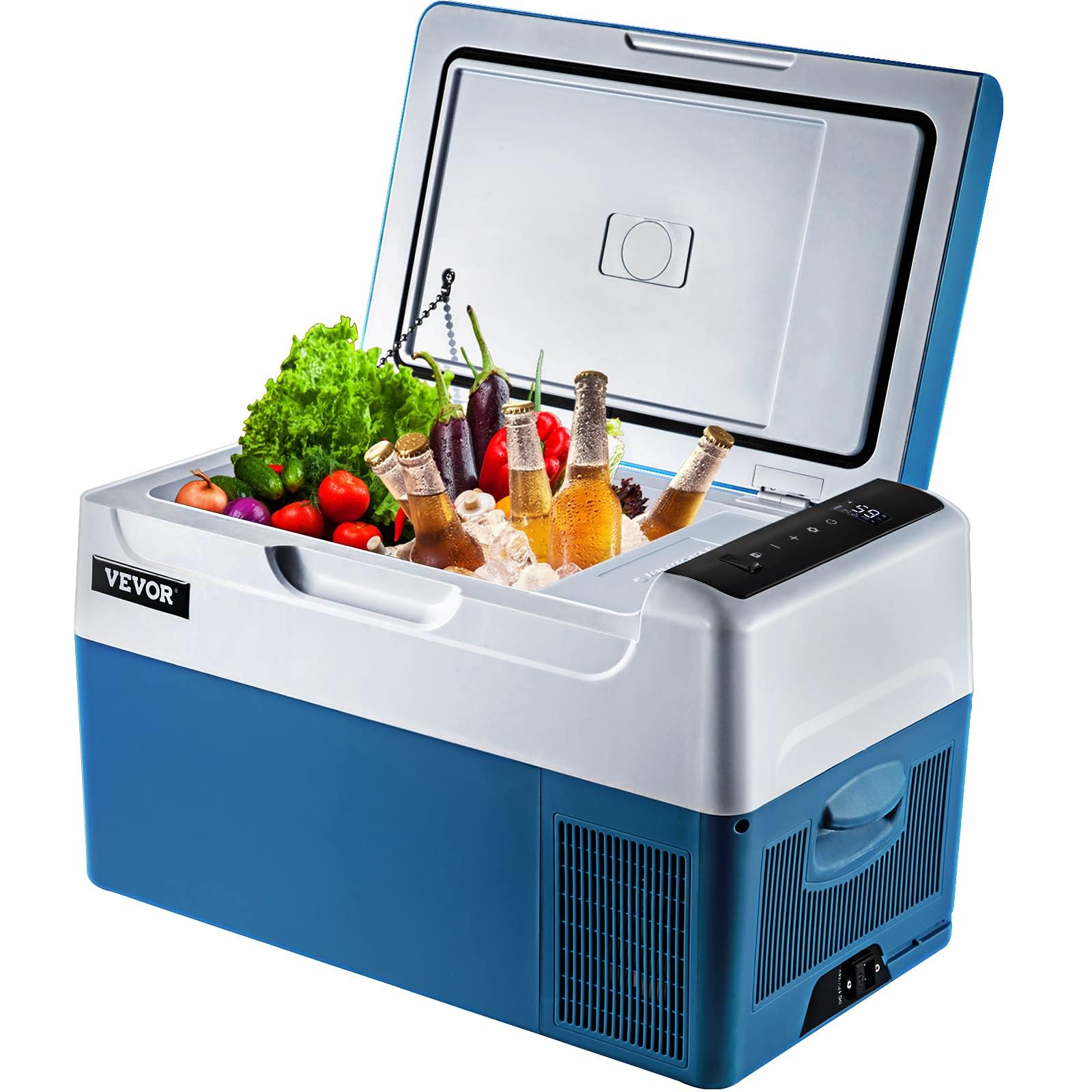VEVOR Nevera Portátil Eléctrica 12/24 V Refrigerador Portátil del Automóvil, Nevera de Coche Eléctrica con Batería de Coche de 3 Niveles Modo Dual con Panel de Control LCD Camping, Black (22L)