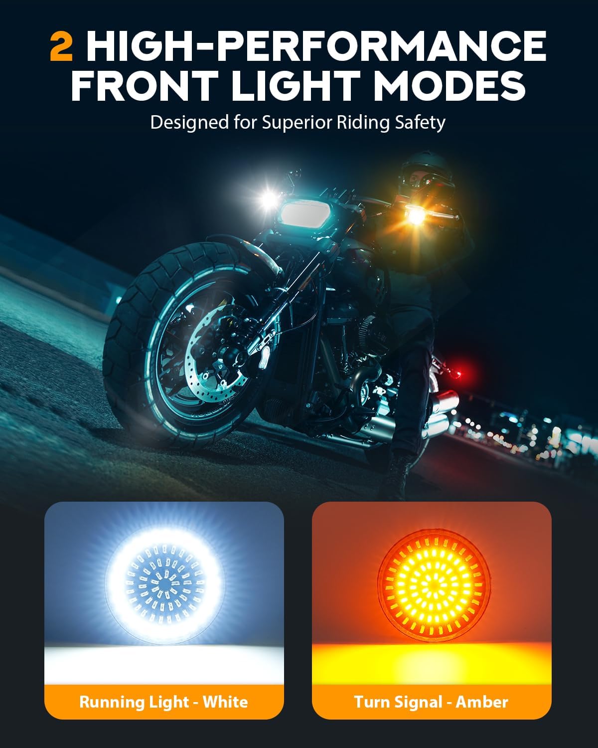 PBYMT 2inch Front Turn Signals, 81 LEDs 1157 Turn Signals with 2 Smoked Lens Cap Fit for Harley Touring Road Glide Road King Electra Glide Street Glide Sportster Iron Dyna Softail 1986-2024
