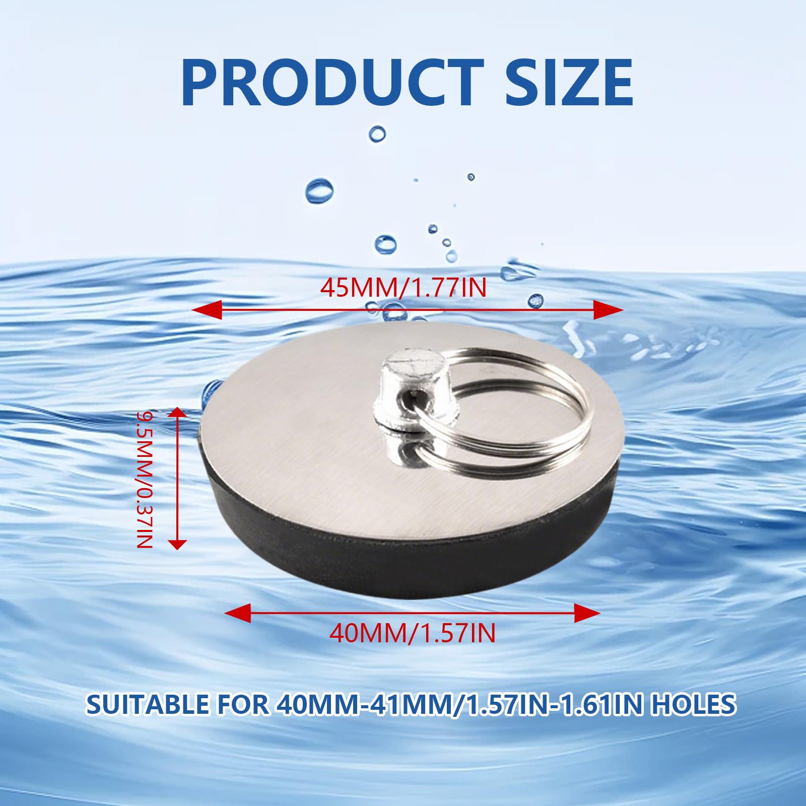 Hsrag 2 Pcs Universal Sink Plug, Bathroom Sink Plug Replacement, Sink Drain Stopper, for Swimming Pools Bathtubs, Washbasins - Image 2