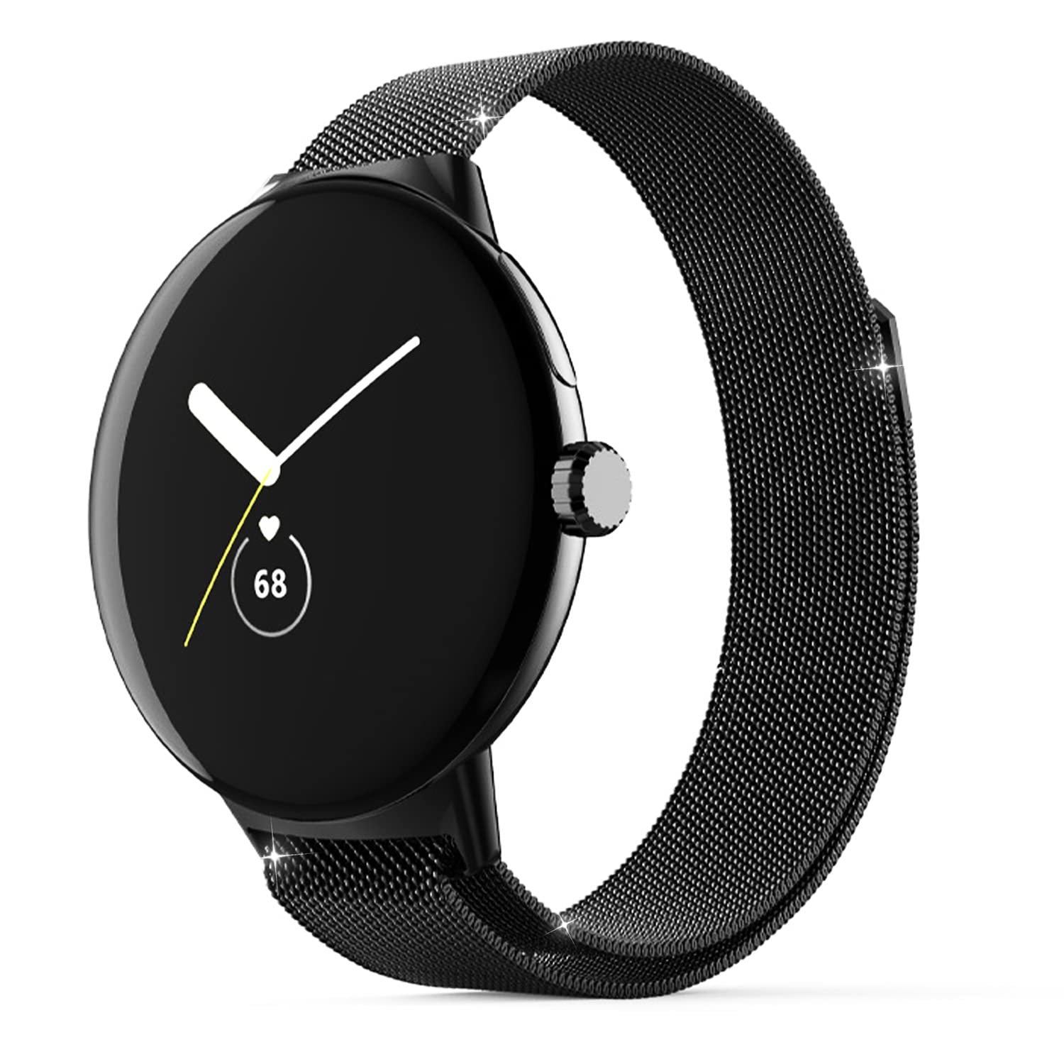 Band Compatible with Google Pixel Watch, YMHML Durable Adjustable Stainless Steel Mesh Loop Magnetic Clasp Replacement for Google Pixel Watch Band for Women Men