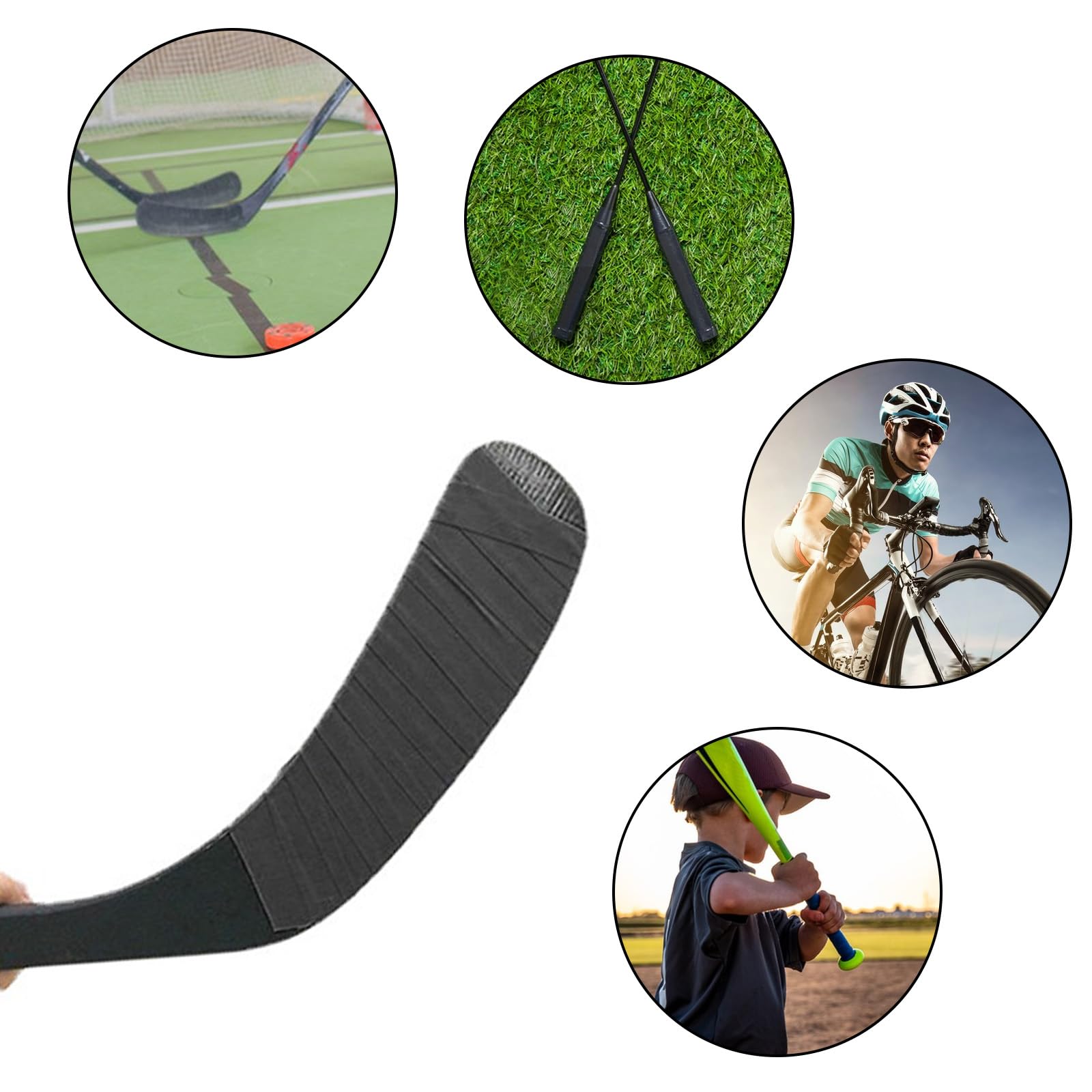 Cinta de Agarre de Hockey Antideslizante 2,5 cm x 25 m Cinta Hockey Adhesiva para Palo (Negro, Rojo)