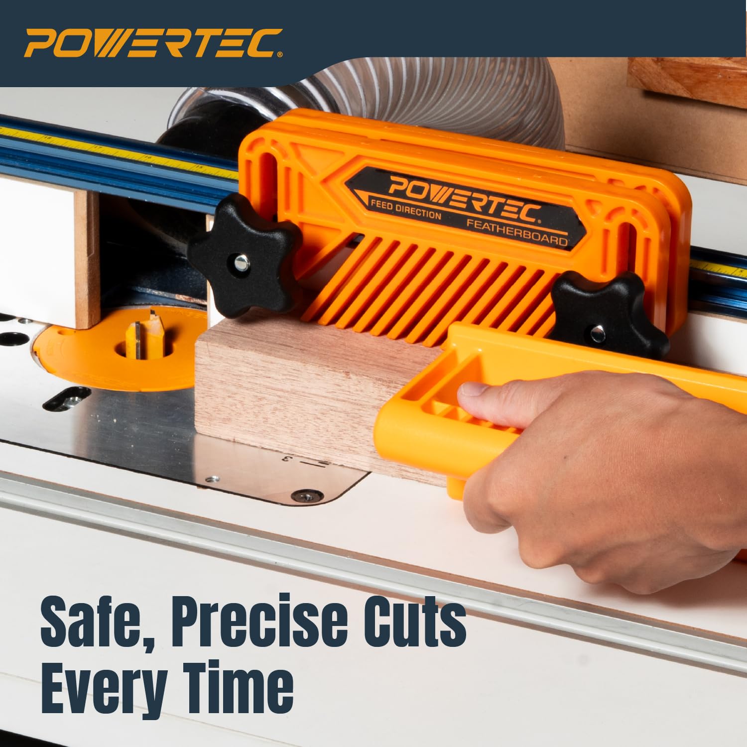 POWERTEC Tableros de plumas para valla de mesa de enrutador, sierra de cinta, se adapta a pista en T y ranura de inglete, accesorios de enrutador, herramientas de carpintería, reducen el retroceso y