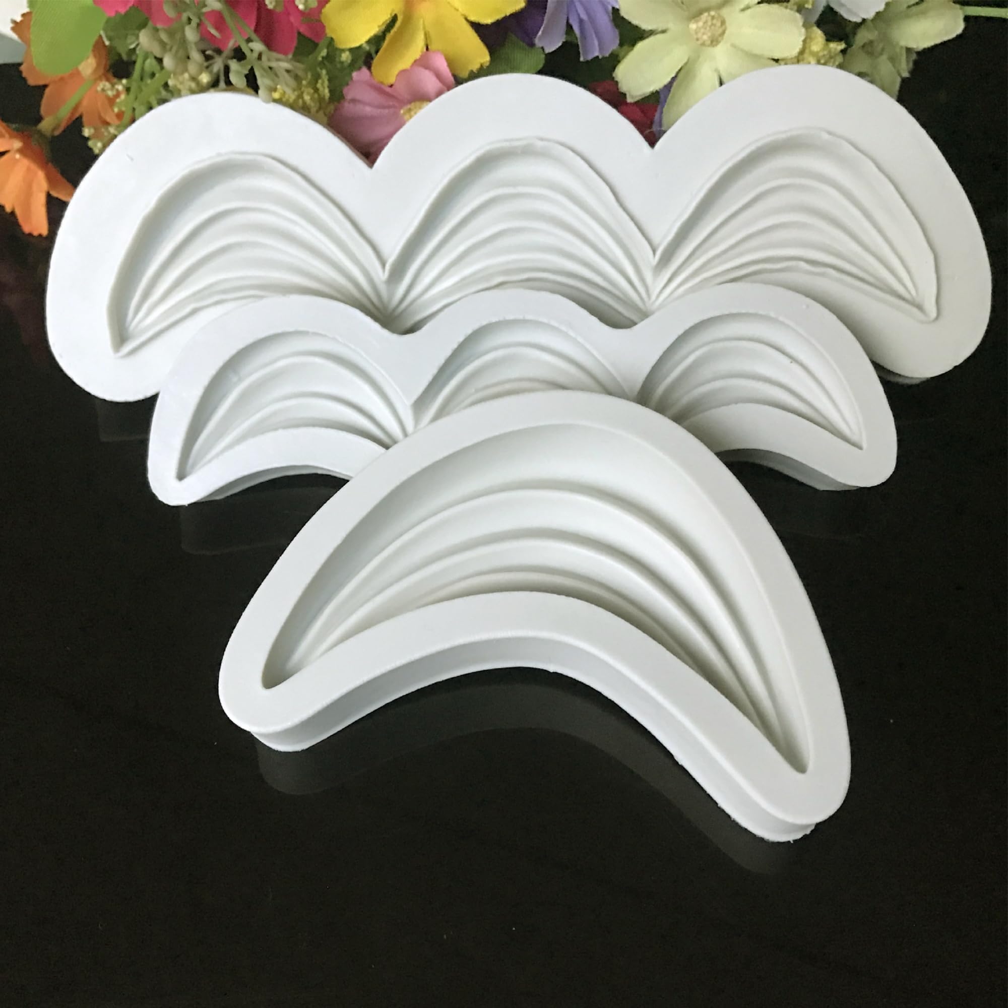 Moldes para fondant | Molde de silicona con borde de pastel | Juego de 3 moldes en forma de onda para hornear y decorar | Molde de seguridad para pastel de chocolate Fandant | Decoración de pastel de