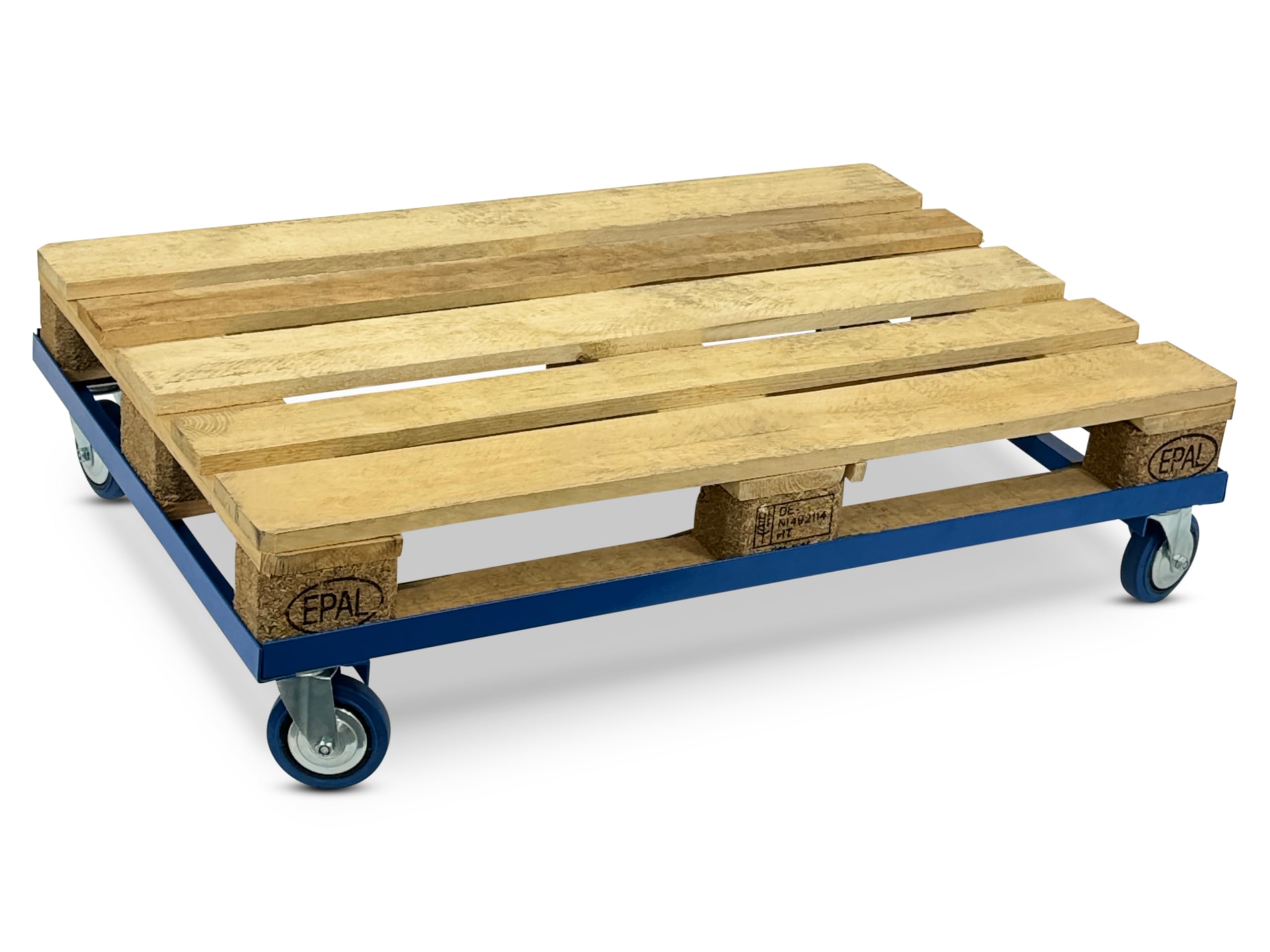 The Workplace Depot Blue Pallet Dolly, Trolley On Wheels For Euro Or Uk Pallets (1000 X 800 (Mm) Eu)