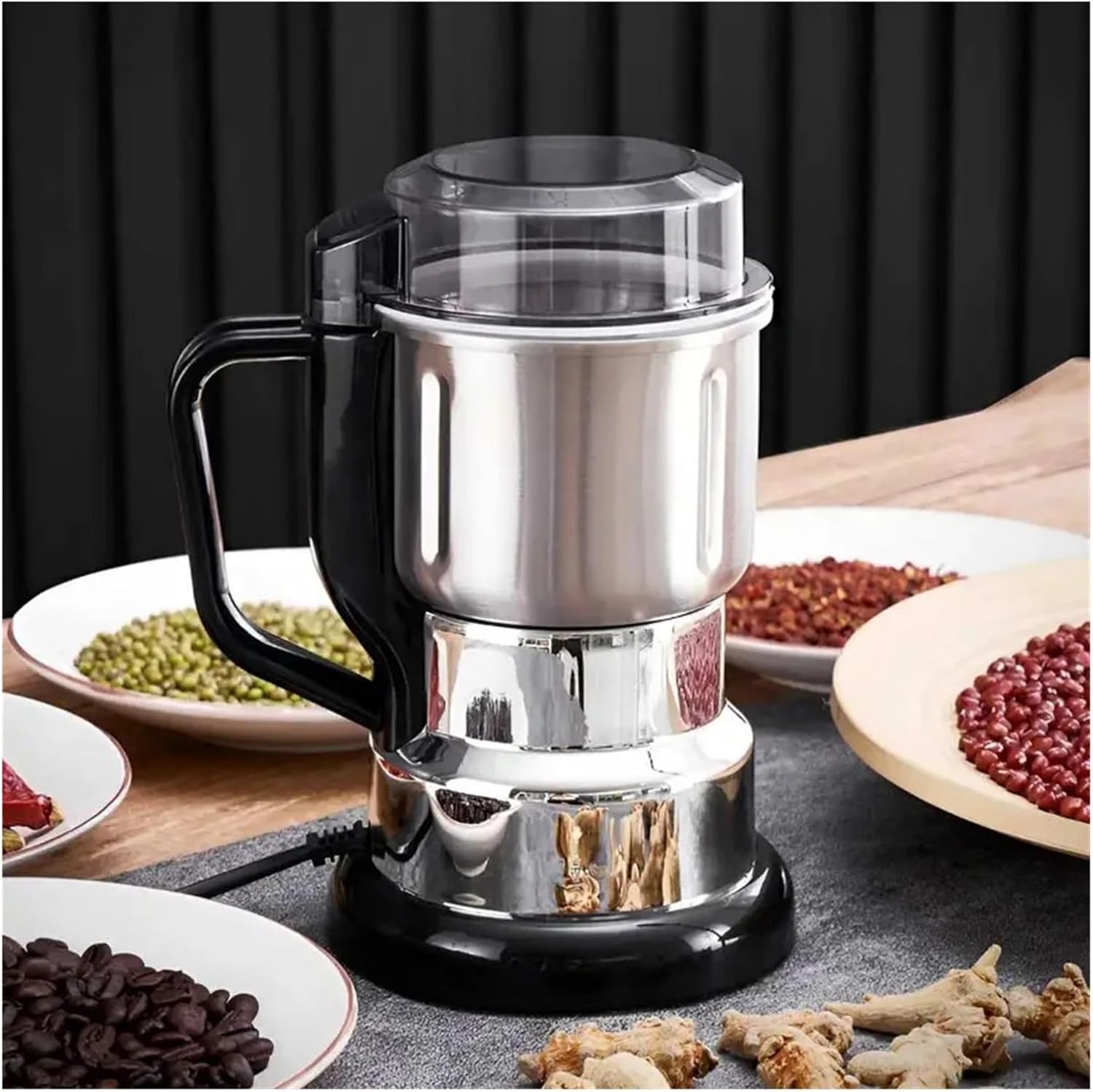 Electric Coffee Grinder, 200W Multifunctional Grinder for Nuts, Beans, Spices & Grains, Coffee Bean Chopper Machine for Home Kitchen Camping, EU Plug