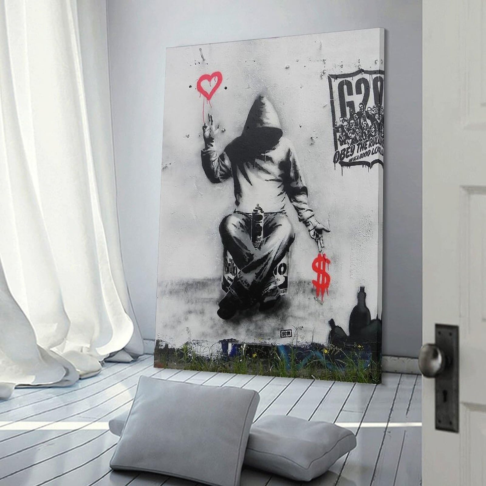 愛とお金 アートパネル 飾り絵 ポスター 壁掛けアート 30x40cm Banksy