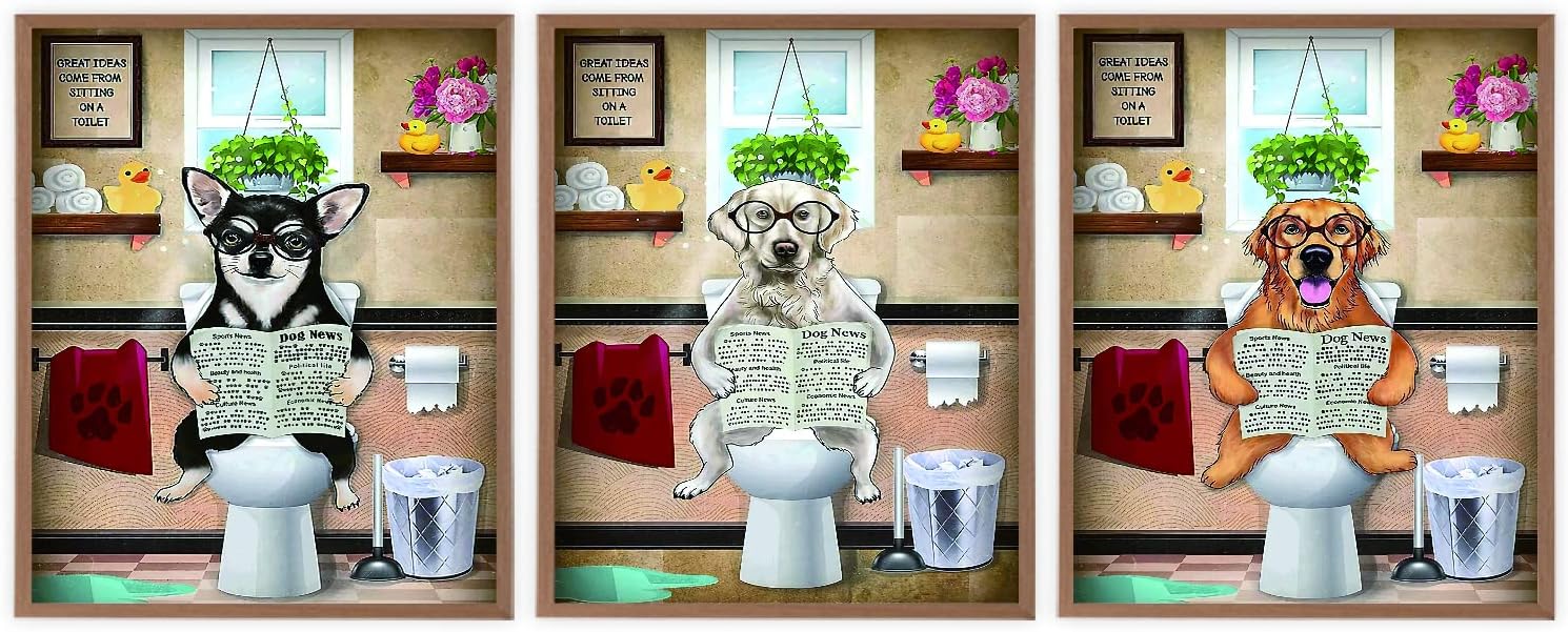 Amazon.com: VNWEK Chihuahua Labrador Golden Reading The Newspaper On ...