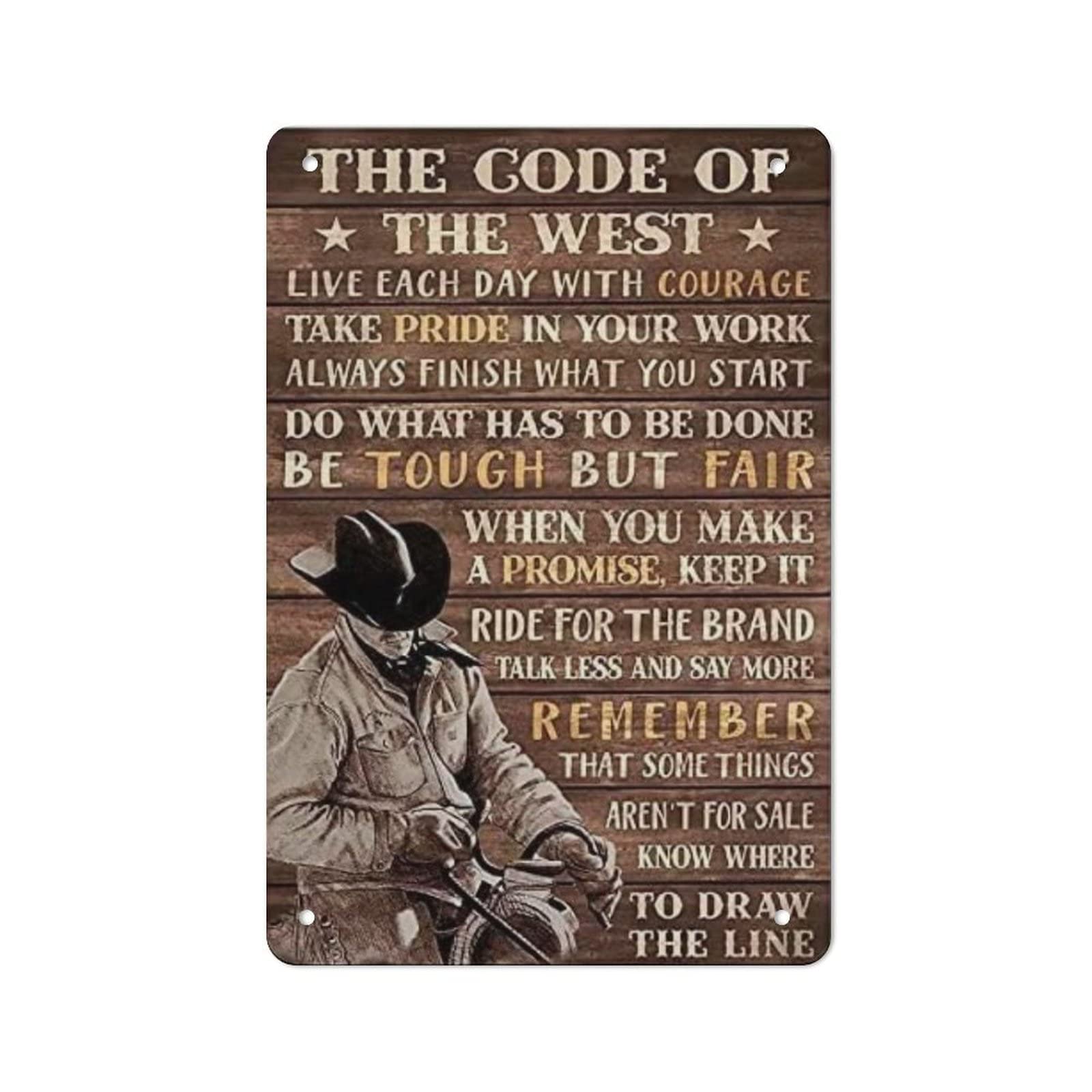 AOOEDM Cowboy Knowledge Wall Metal Tin Sign for Home Bar Pub Kitchen Wall Art Deocr Man Cave Vintage Metal Sign Poster Plaque Signs Quotes Sign