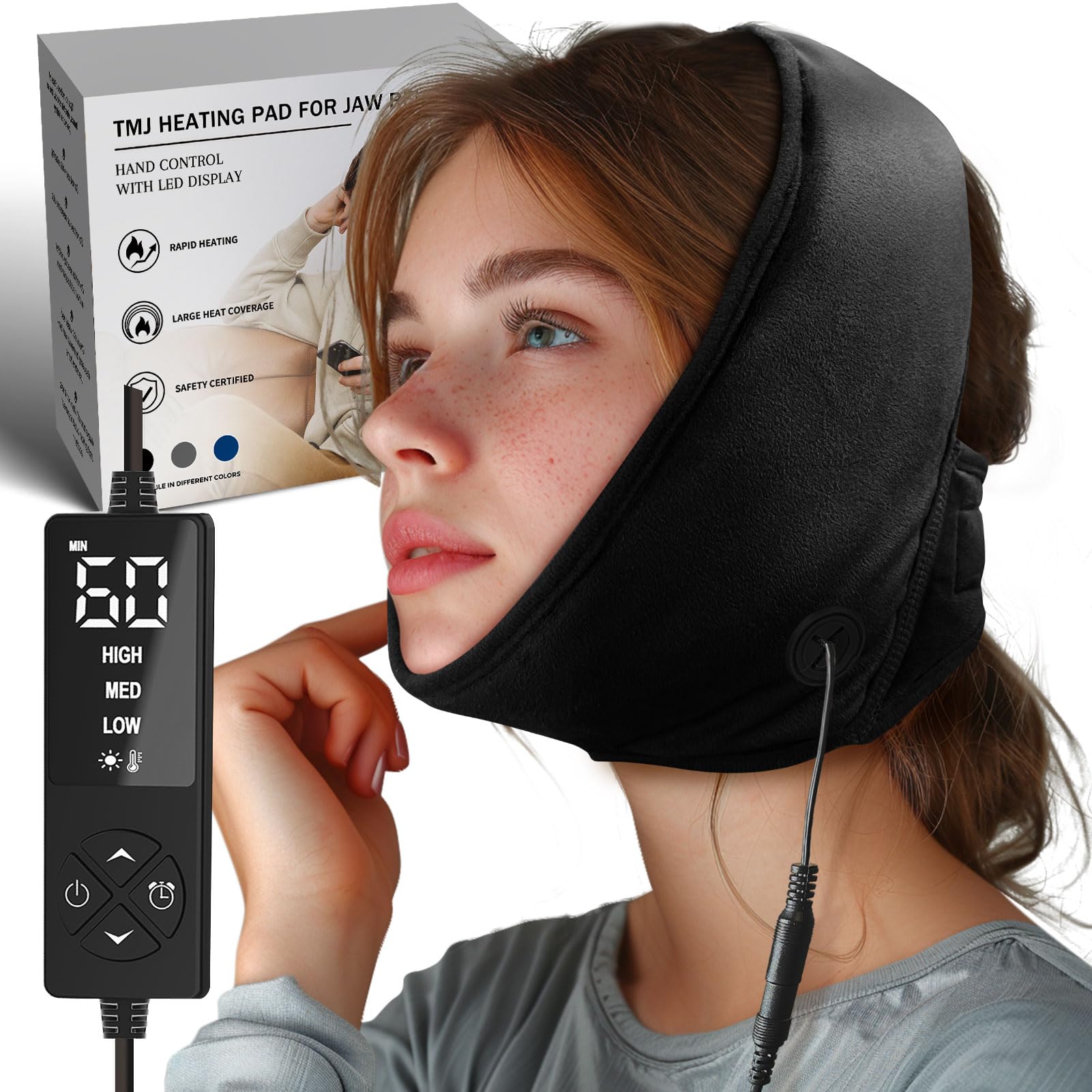 sticroJaw Heating Pad for TMJ Relief with 3 Temp Settings and Auto Off, Moist Heat Face Heating Pad Hot Therapy for Chin Cheek Temple Pain Jaw Clenching Relief