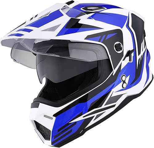 Miniatura 1 de 1Storm Casco integral de doble visera para niños, para motocicleta, motocross, todoterreno, color negro mate