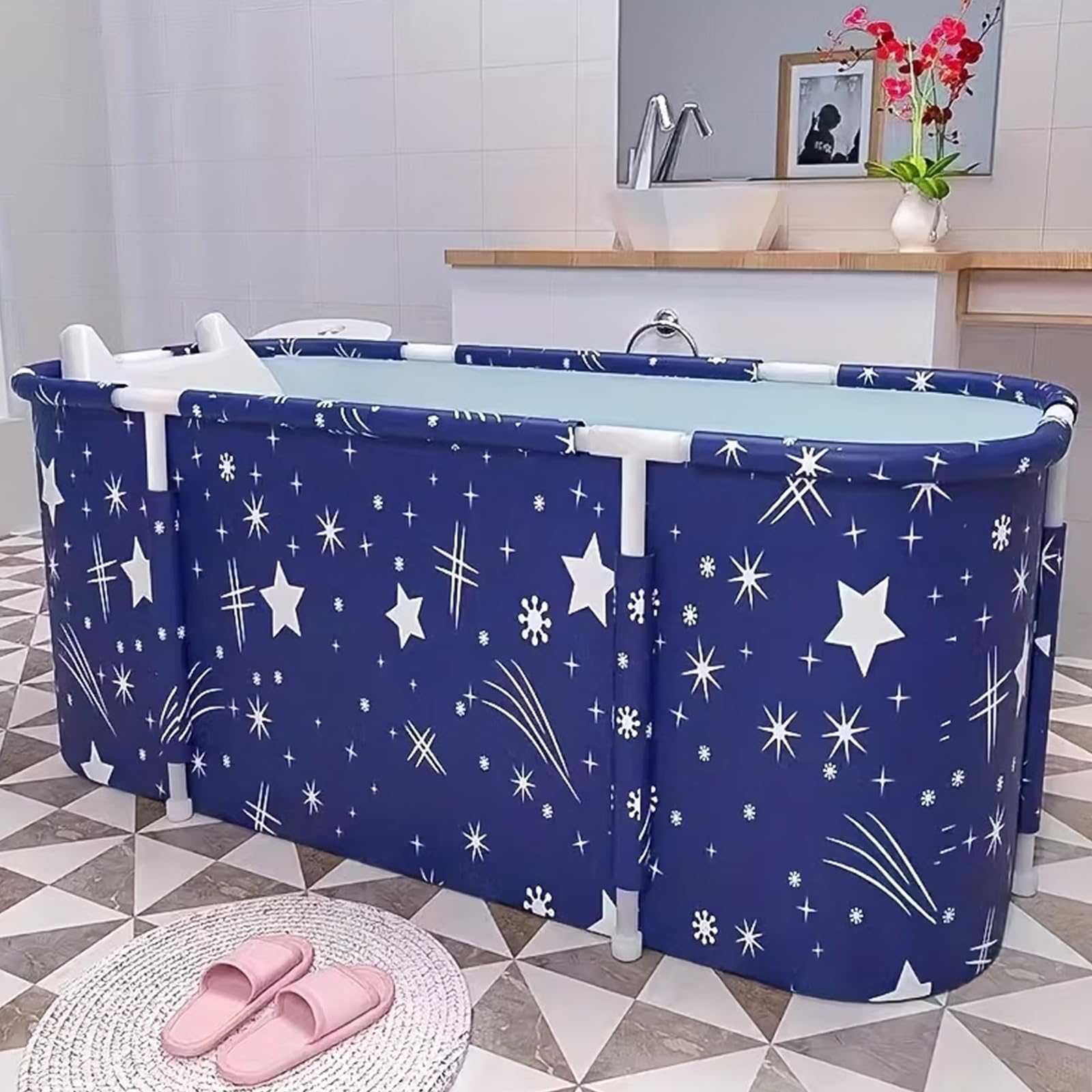Bañera plegable para adultos, Bañera móvil portátil con almohada