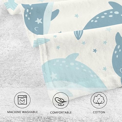 Miniatura 4 de Cute Dolphin - Toallas de mano para baño, paquete de 2 toallas de mano de algodón puro, suaves y altamente absorbentes, para hotel, spa, 16 x 28