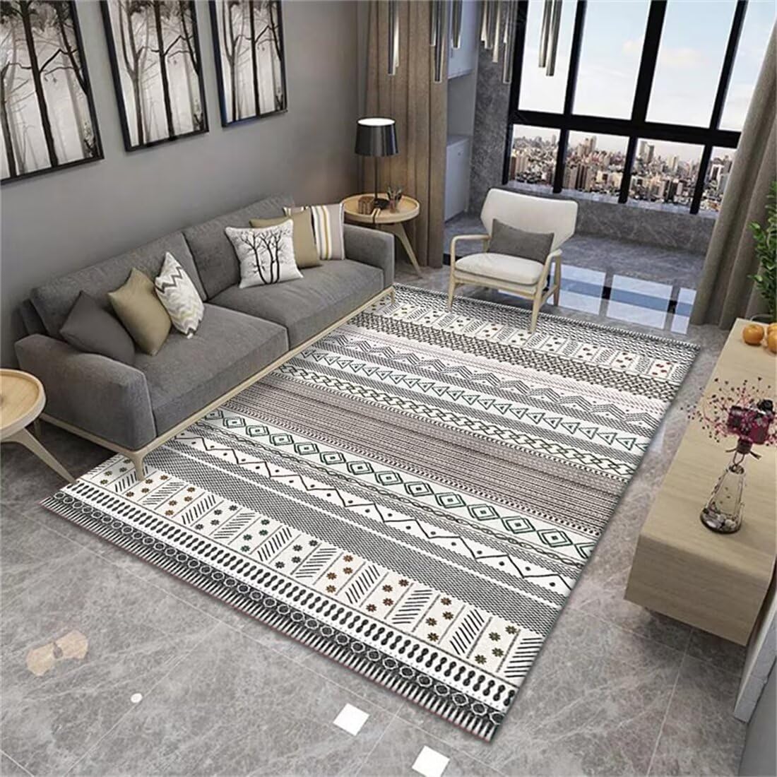 Tapis décoration chambre ado et salon moderne tapis gris design 80X160