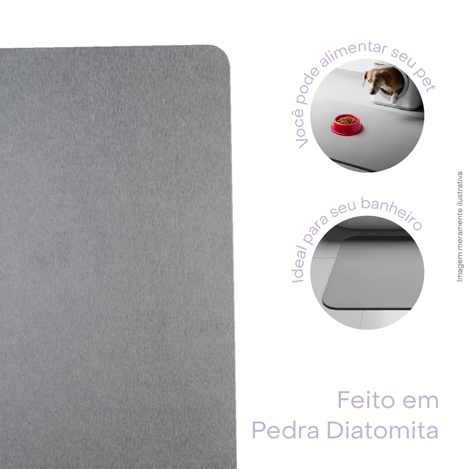 LYOR - Alfombrilla de Piedra de diatomita para baño, Color Gris, 23.6 x 15.4 Pulgadas