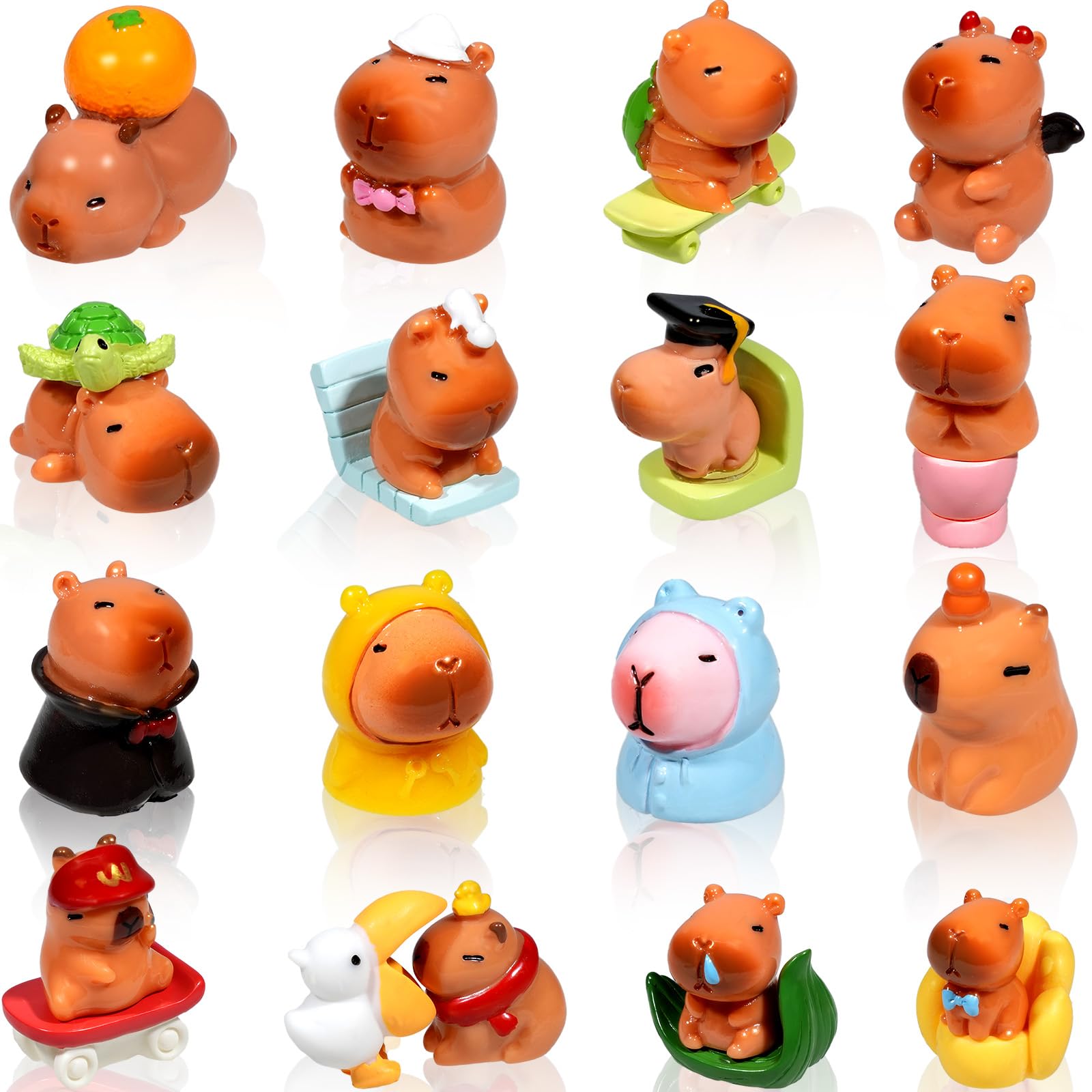 GW Box 26 Pcs Mini Capybara Figurines Mini Resin Capybara Tiny Capybara for Fairy Garden Home Decor Birthday Decorations