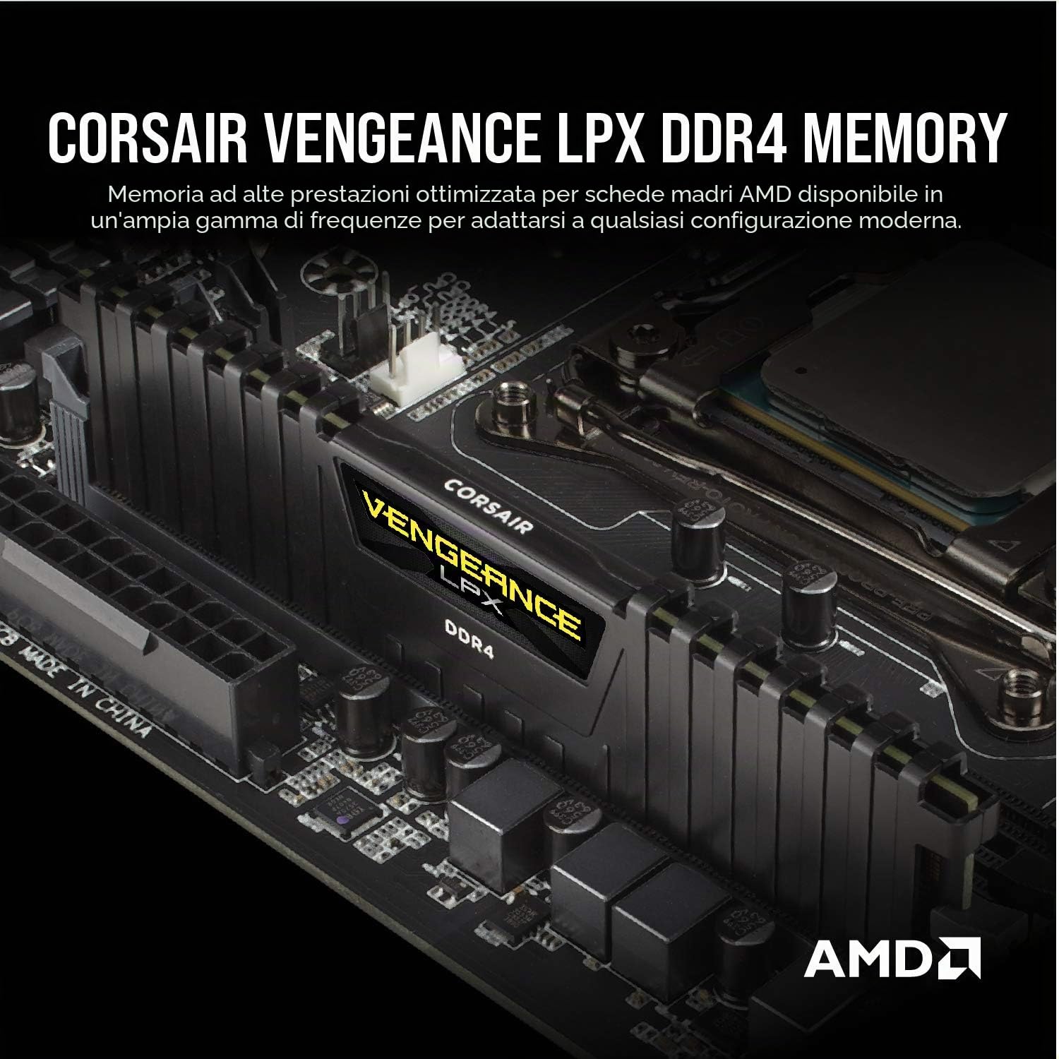 Corsair Vengeance LPX 8GB DDR4-2400 Memorie per Desktop a Elevate Prestazioni, 8 GB (1 X 8 GB), DDR4, 2400 MHz, C16 XMP 2.0, Nero