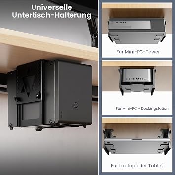 PUTORSEN Under Desk Mount for Mini PC/NAS Height and Width Adjustable PC Holder Under Desk