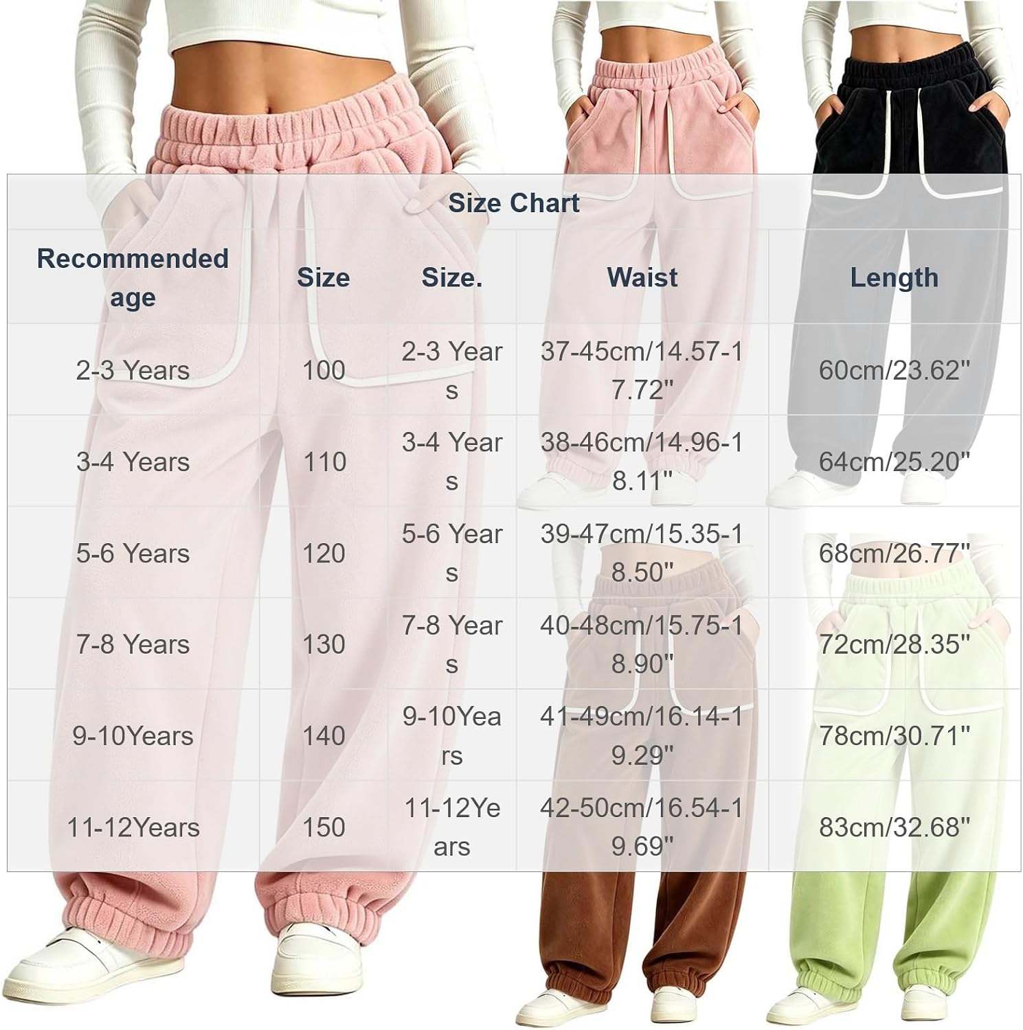 Kids Fleece Jogger Sweatpants Elastic Waist Pants with Pockets