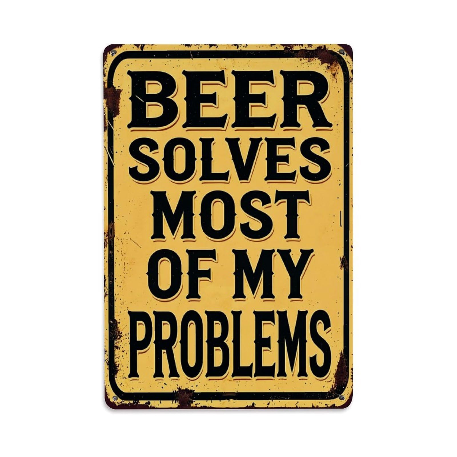 Bliveurn Vintage Beer Solves Most Problems Sign Retro Metal Tin Sign, Metal Poster For Home, Gaming Room, Studio Workshop,Bar,Garage Wall Art Decor 8X12 Inch