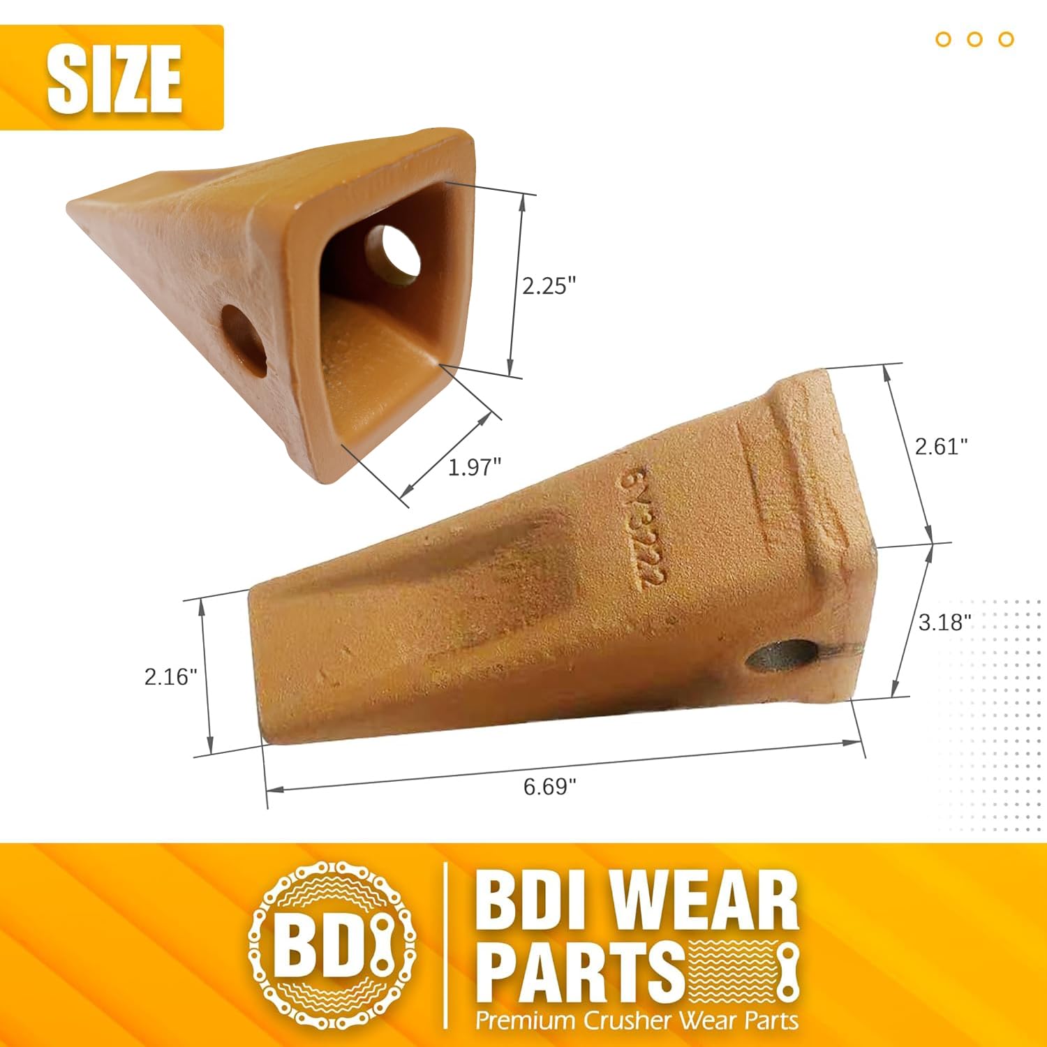 BDI Wear Parks 6Y3222 Caterpillar Bucket Teeth, CAT Style 6Y-3222