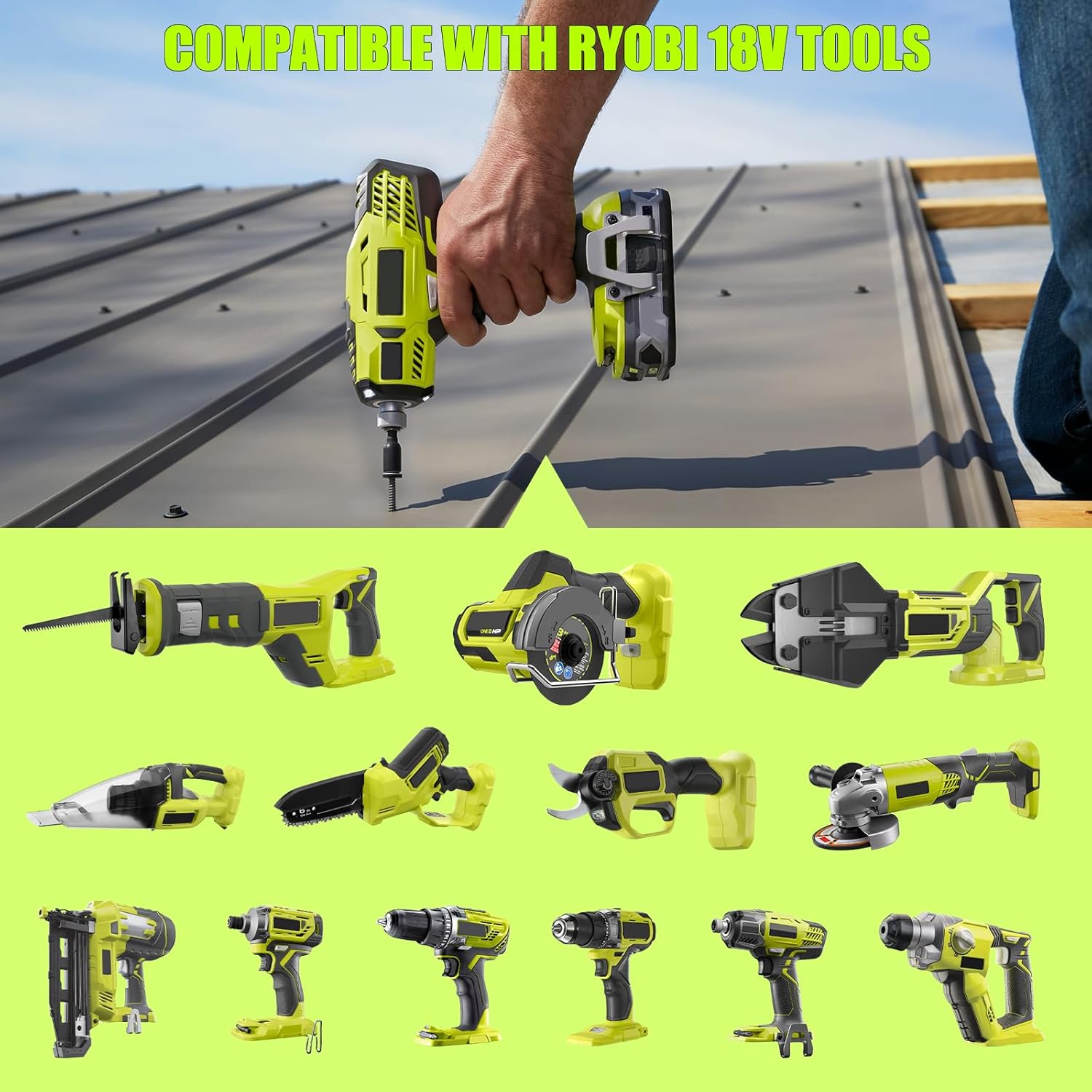 2 Packs 3.0 Replacement for Ryobi 18V Lithium Battery, Compatible with Ryobi 18 Volt ONE+ System Power Tools