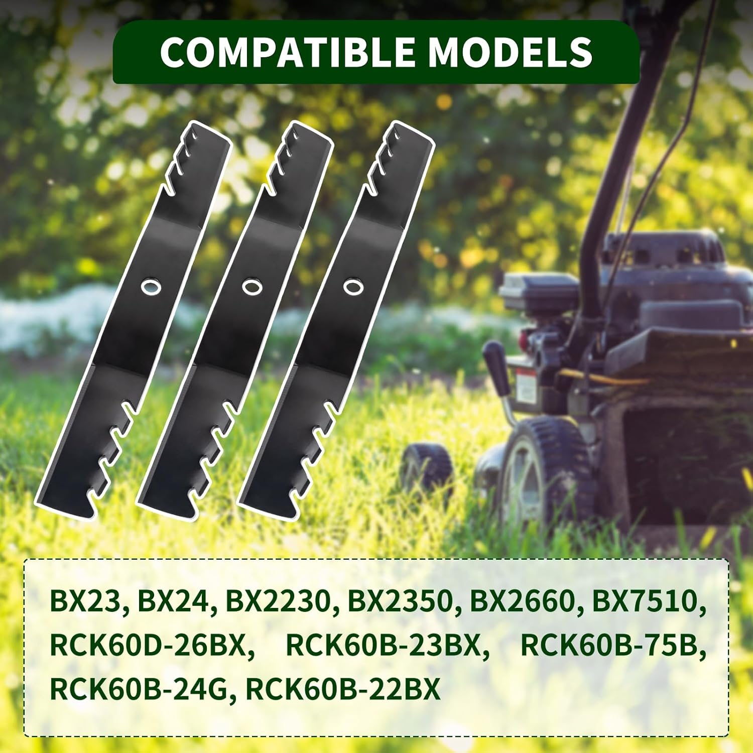 K5371-34330 Medium-Lift Mulching Blades Compatible with KUBOTA K5371-34340 K5371-99020 K5371-99040, S tens 331-931 330-831 60 Inch Lawn Mower Cuts Deck, 3 Pack