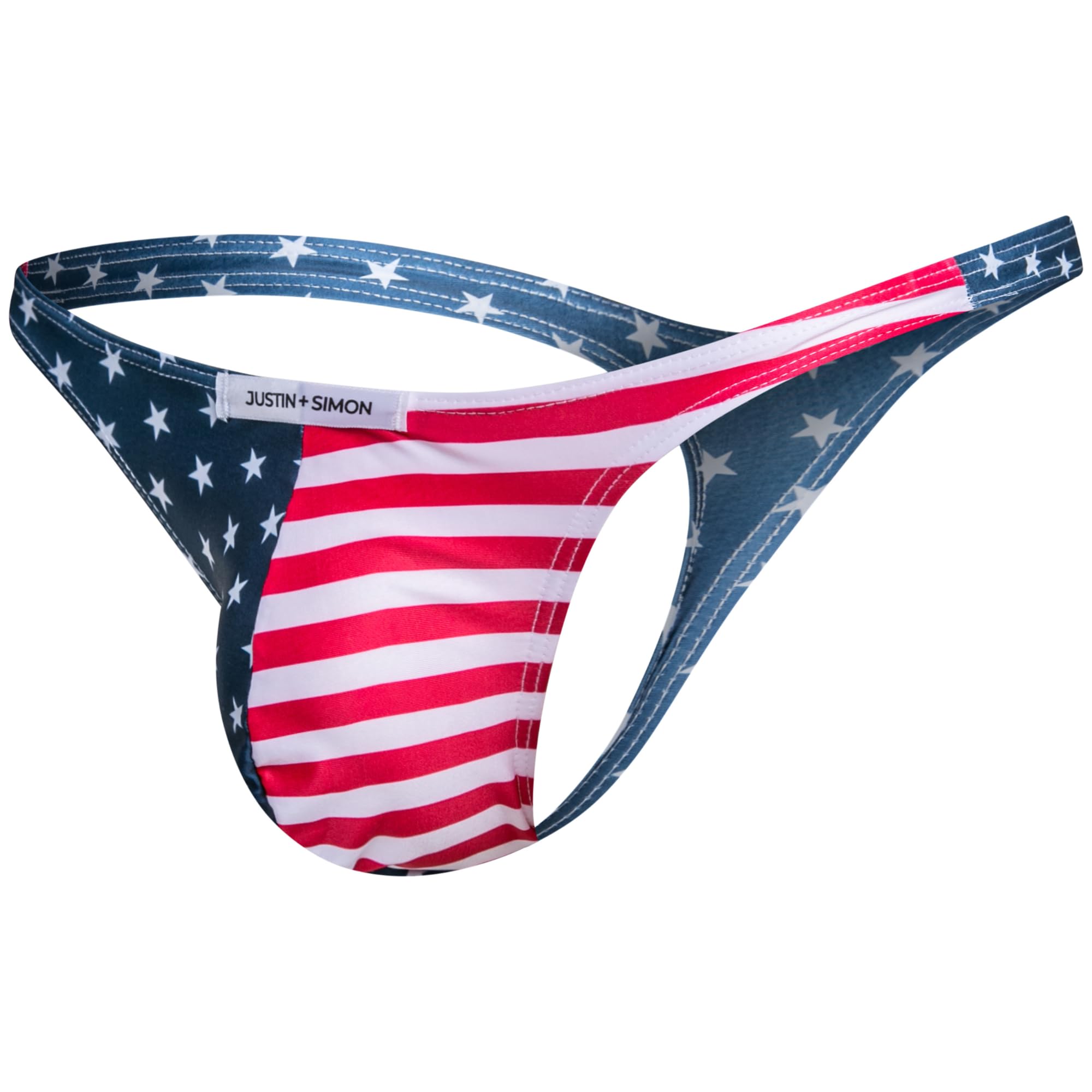 Men's Classic Thong Underwear, Enhanced Contour Pouch for Support, Soft Stretch Comfort G-String UsaFlagla 2XL