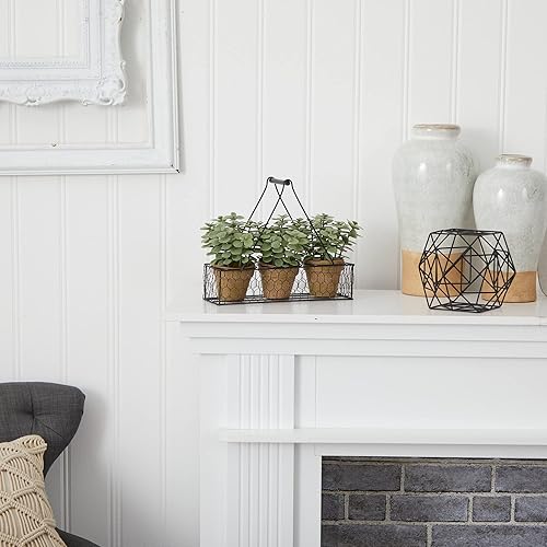 Miniatura 4 de Nearly Natural Mini planta artificial de jardín de jade de 7 pulgadas en maceta colgante