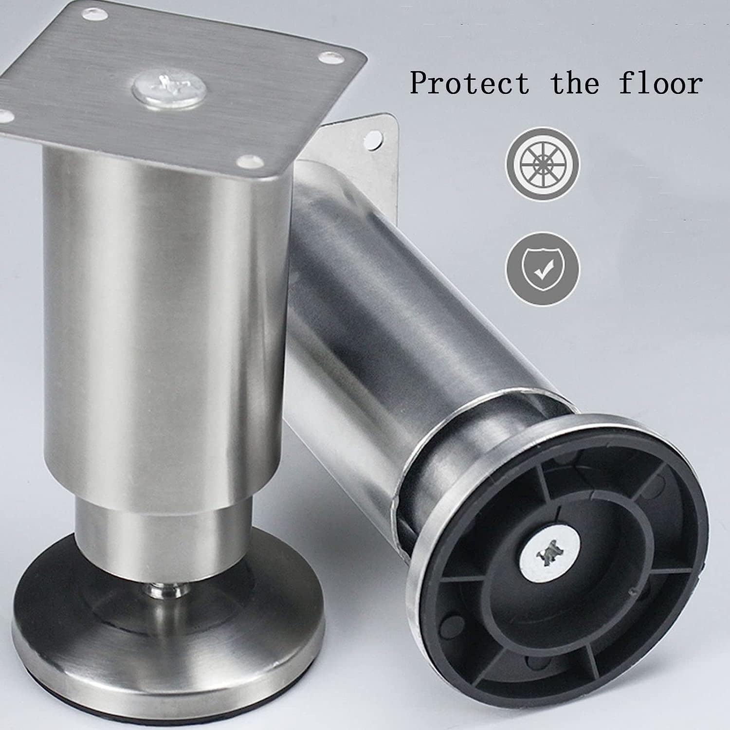 Feng Shui， Gambe per mobili Set di 4 Gambe per mobili, Piedini per Tavolo Regolabili in Acciaio Inossidabile, Gamba di Supporto per Divano di Ricambio per carichi Pesanti, per Supporto TV Letto Piano