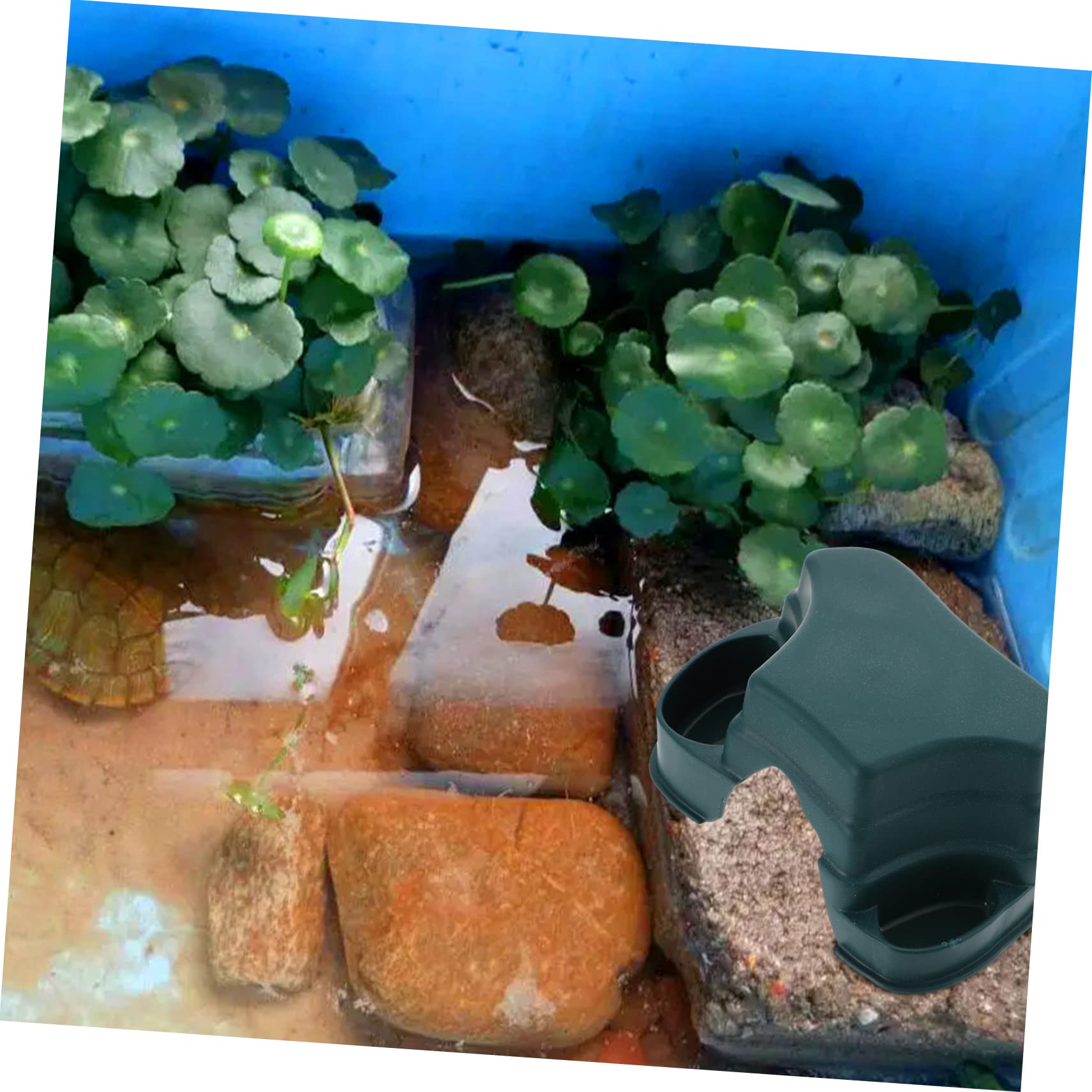 CORHAD 2pcs Reptile Feeding Cave Adornment Multi Functional Hiding Cave with Feeder for Tortoise Bearded Dragon and More for Reptile Habitat Decoration