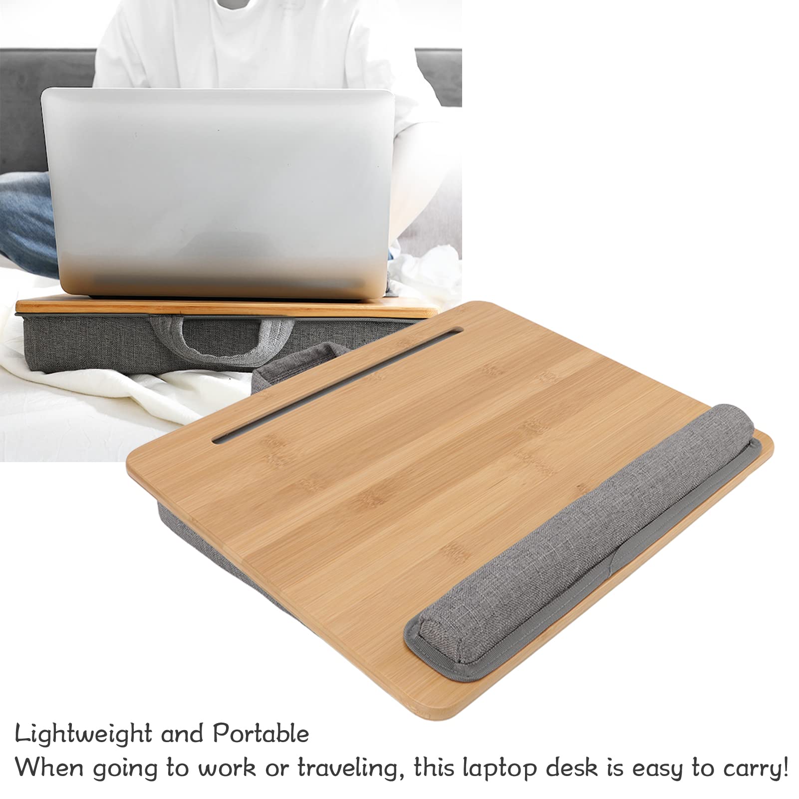 Nikou Table pour Ordinateur Portable, Laptop Desk, Table pour Lit, Plateau d'ordinateur Portable, Plateau De Lit Multifonction avec Coussin pour Lire, écrire, Jouer