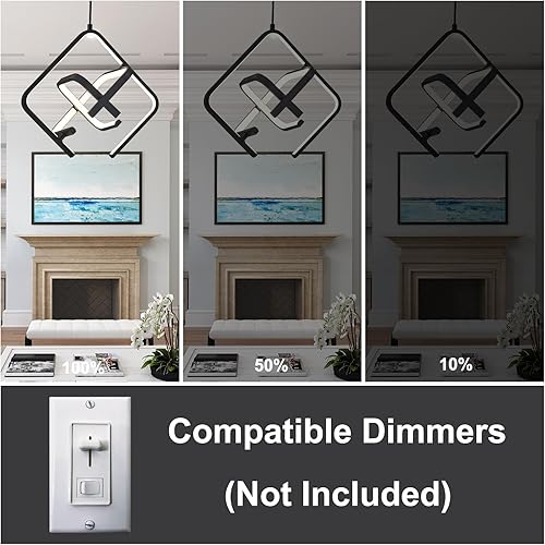 Miniatura 7 de Lámpara de araña LED moderna geométrica de 26 W 4000 K, lámpara LED cuadrada de 15.9 pulgadas, iluminación colgante LED para isla de cocina,