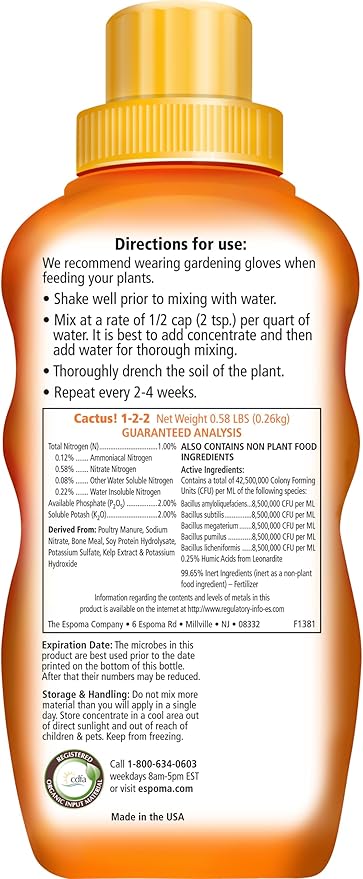 Espoma Cactus! Fertilizante Orgánico Líquido 8 oz Pack de 2 miniatura 4