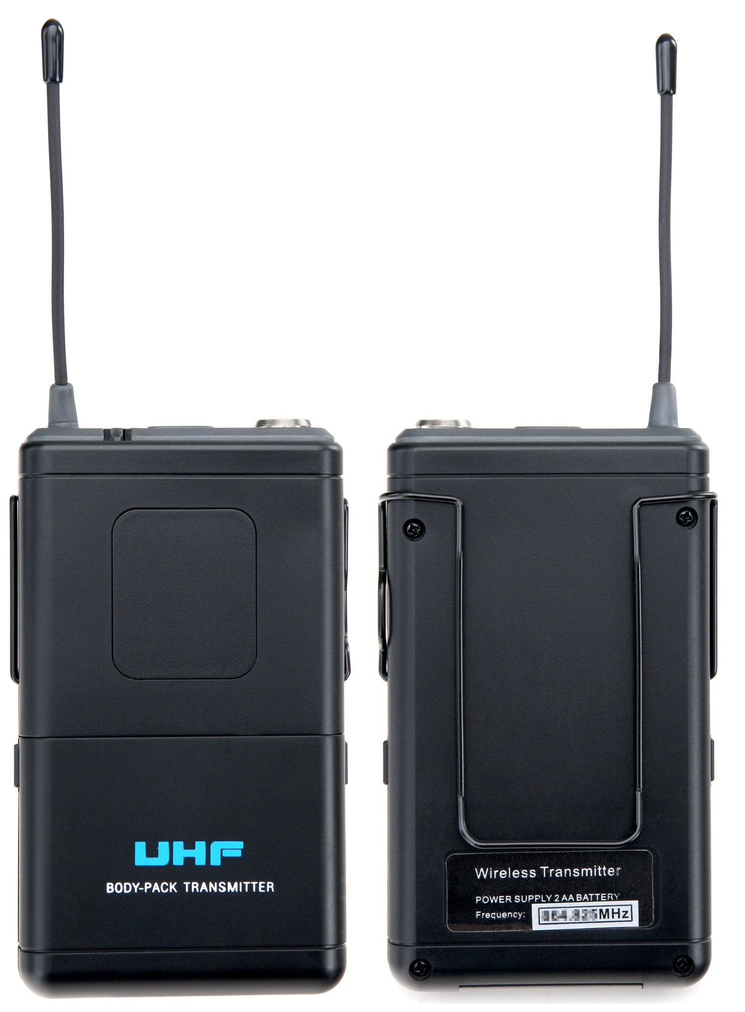 McGrey UHF-2V2H Quad Funkmikrofon Set (4-Kanal UHF-Empfänger, 2 dynamischen Handmikrofone, 2 kompakte Funk-Taschensender mit Gürtelclip, 2 Headsets, Reichweite 50 Meter, Betriebsdauer ca. 8 Stunden)